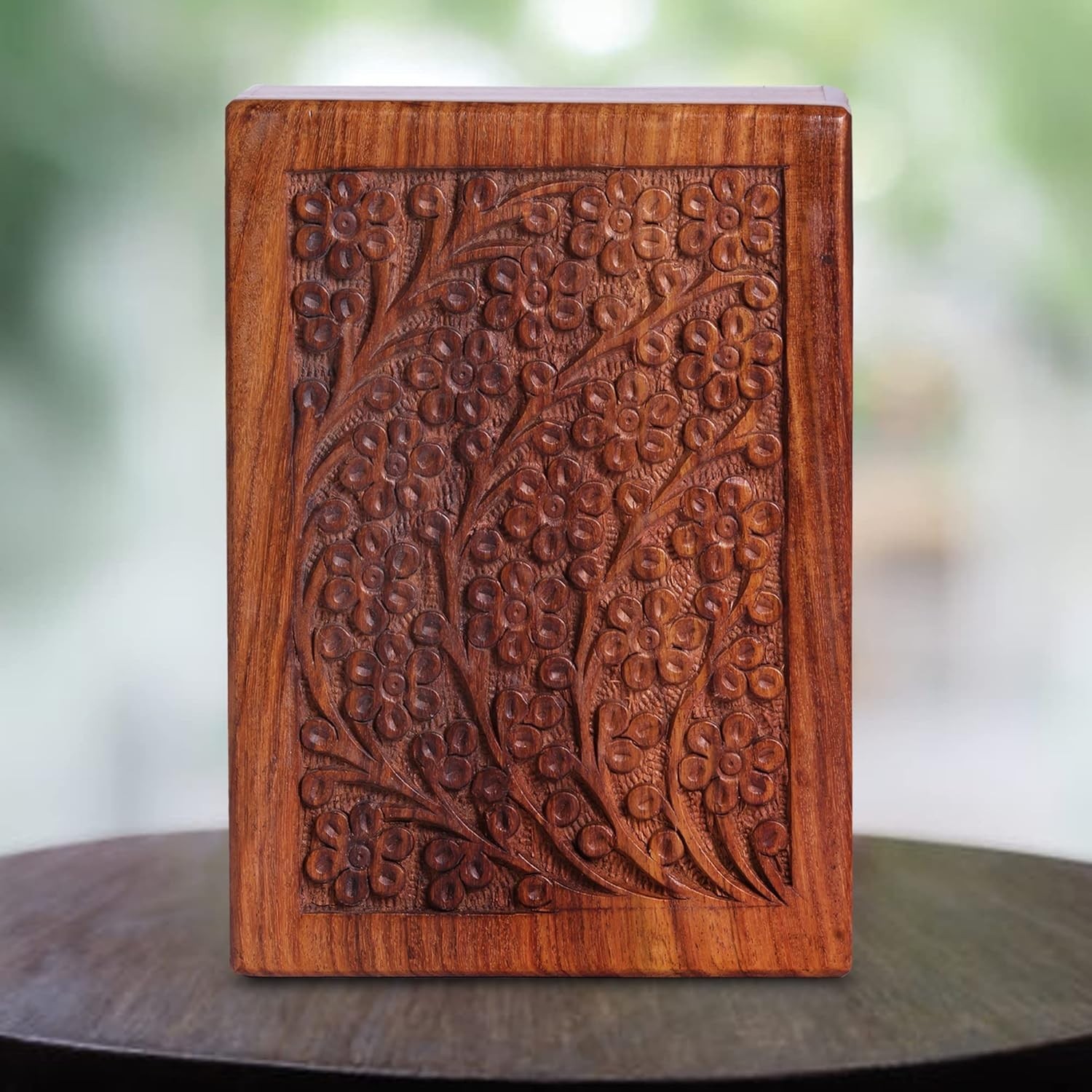 Versatile Brown Wooden Ashes Box for Infant & Pet – Elegant Sliding Urn 5x3x2.25