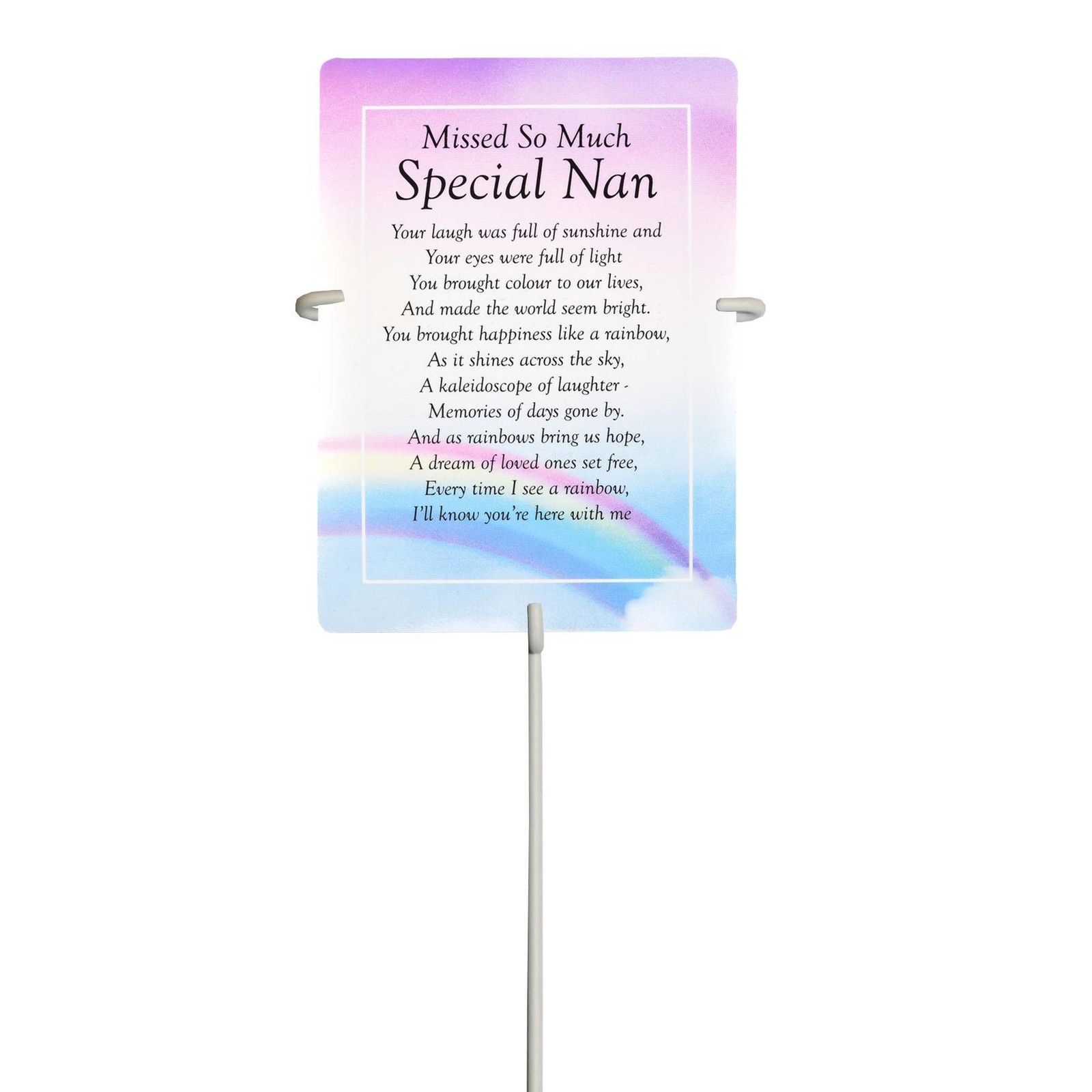 Special Nan Rainbow Waterproof Graveside Memorial Card and Weatherproof Holder