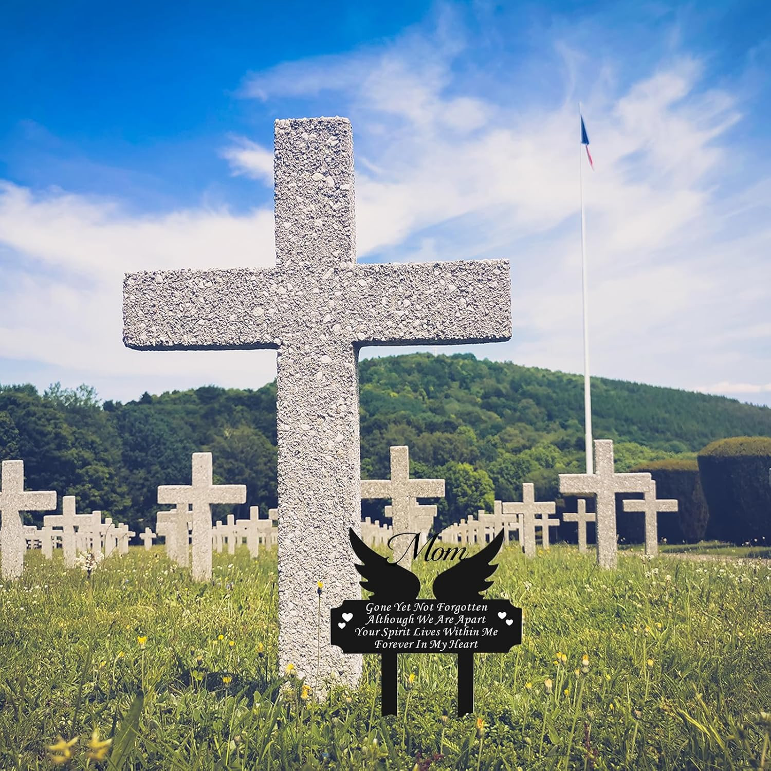 Metal Grave Marker Stake – Cemetery Garden Decor for Mom, Rust-Proof All-Weather