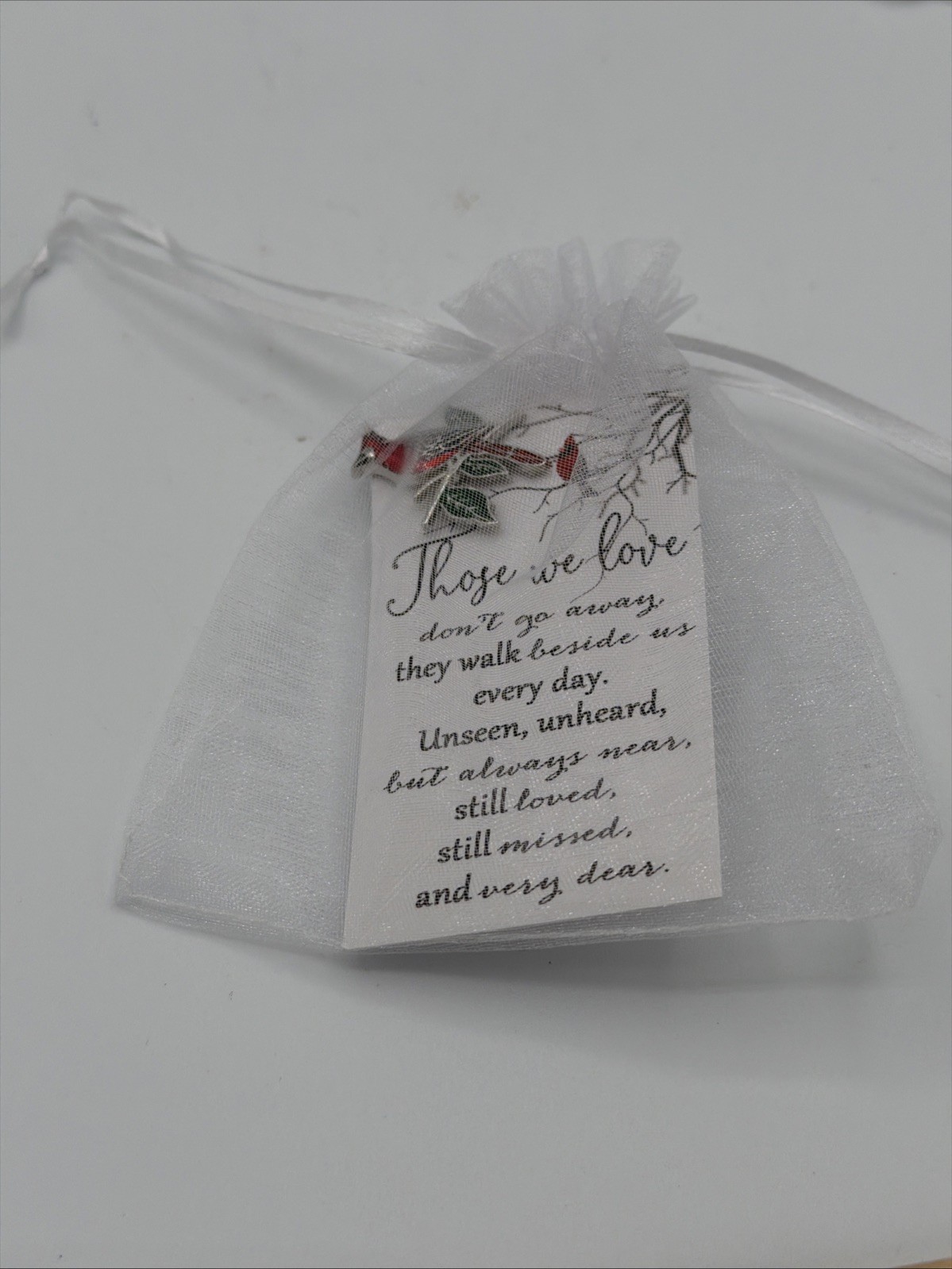 Cardinal-Branch Memorial Bereavement Keepsake Pins CardSet Of 35 Memory Seeds-10