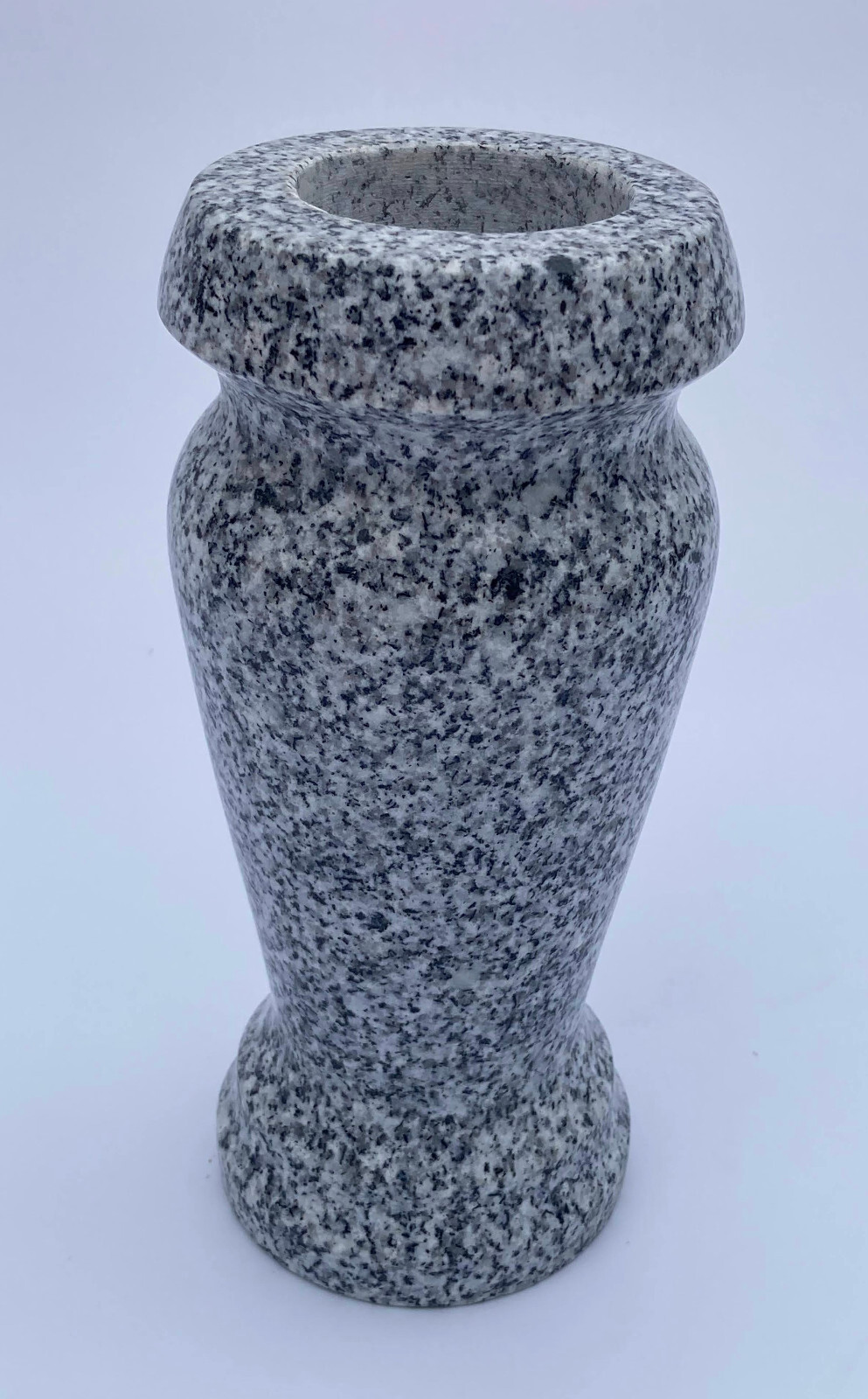 Turned Round Granite Vase Gray (4×8) Cemetery Funeral Memorial
