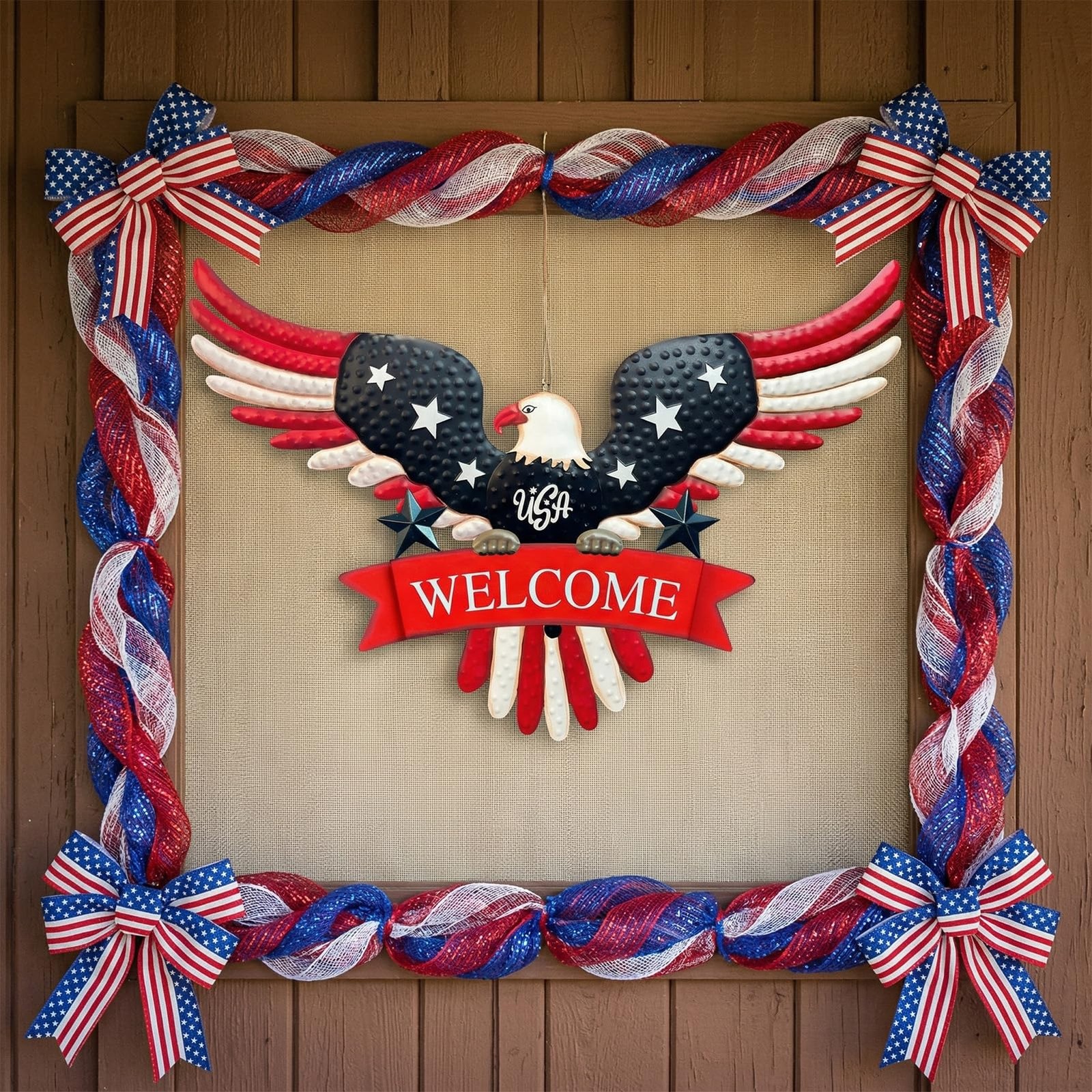 4th of July Decorations Outdoor,37″ Americana Eagle Metal Decorative Garden Stak