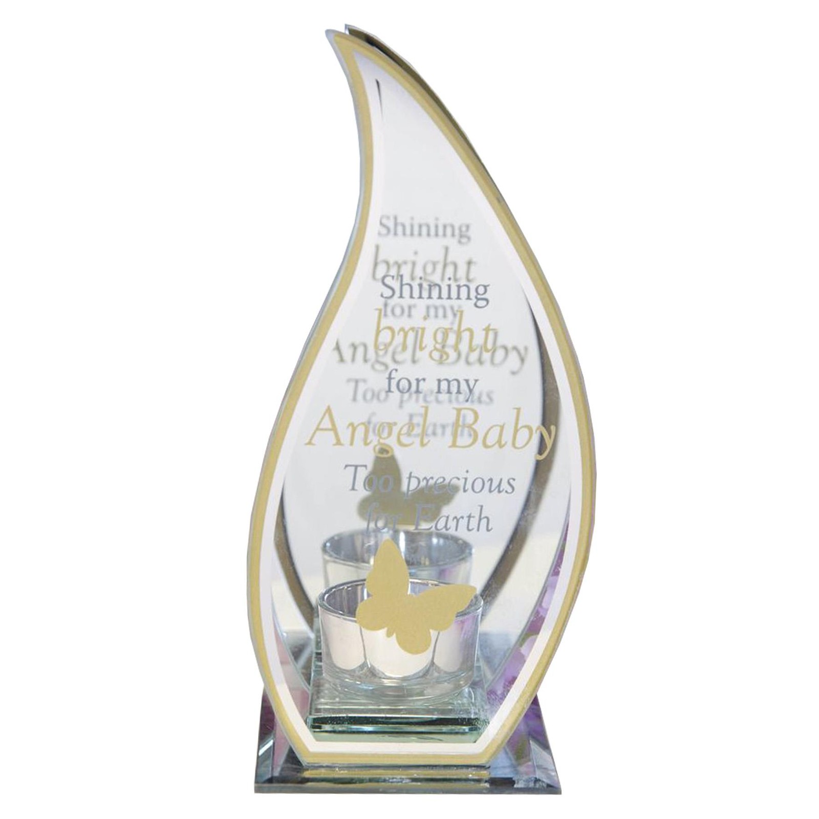 Memorial Tealight Candle Holder with Sentimental Wording 1 candle Angel Baby
