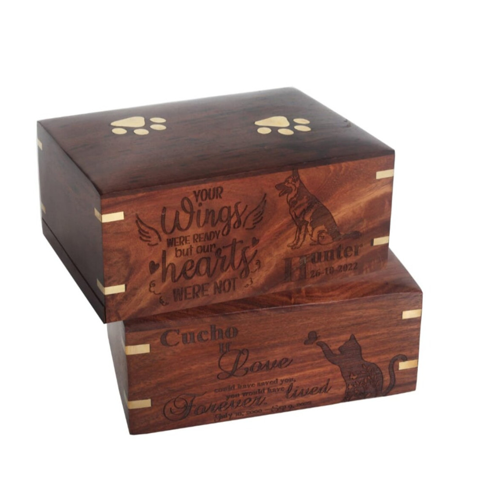 HandCrafted Masonic Rosewood Urn for Pets Cat,Dog with Personalization (60 Lbs).