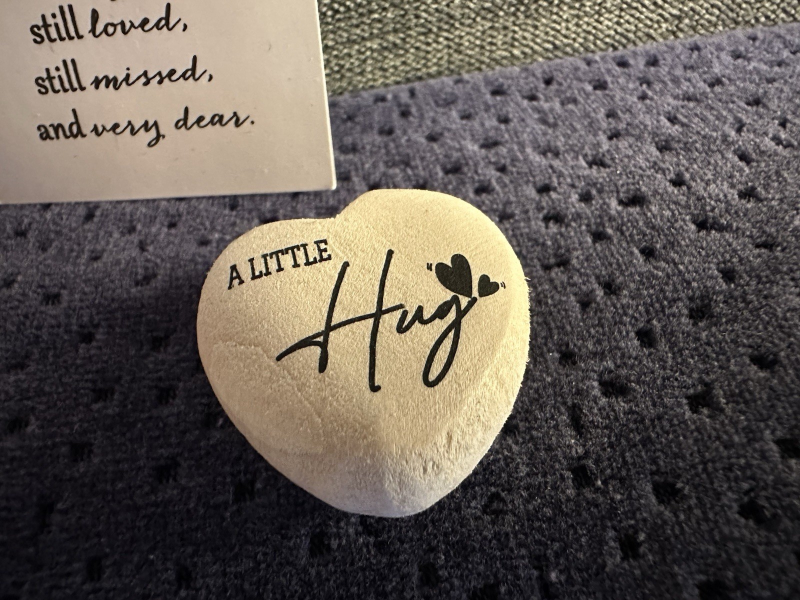Memorial Hug Pocket Stone Heart Wooden Sympathy Token w Poem Card & Gift Bag