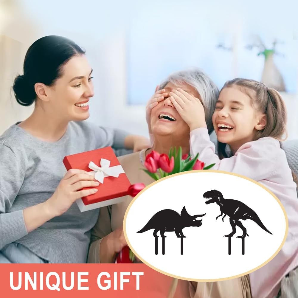 Dinosaur Metal Decorative Garden Stakes Dinosaur Gifts for Women Men Mom Birt…