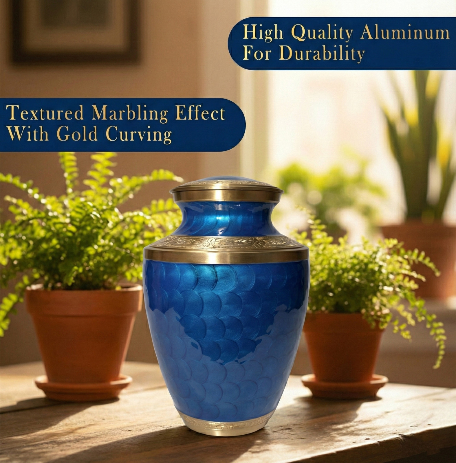 Large Solid Brass Cremation Urn for Human Ashes Handcrafted Funeral Memorial Urn