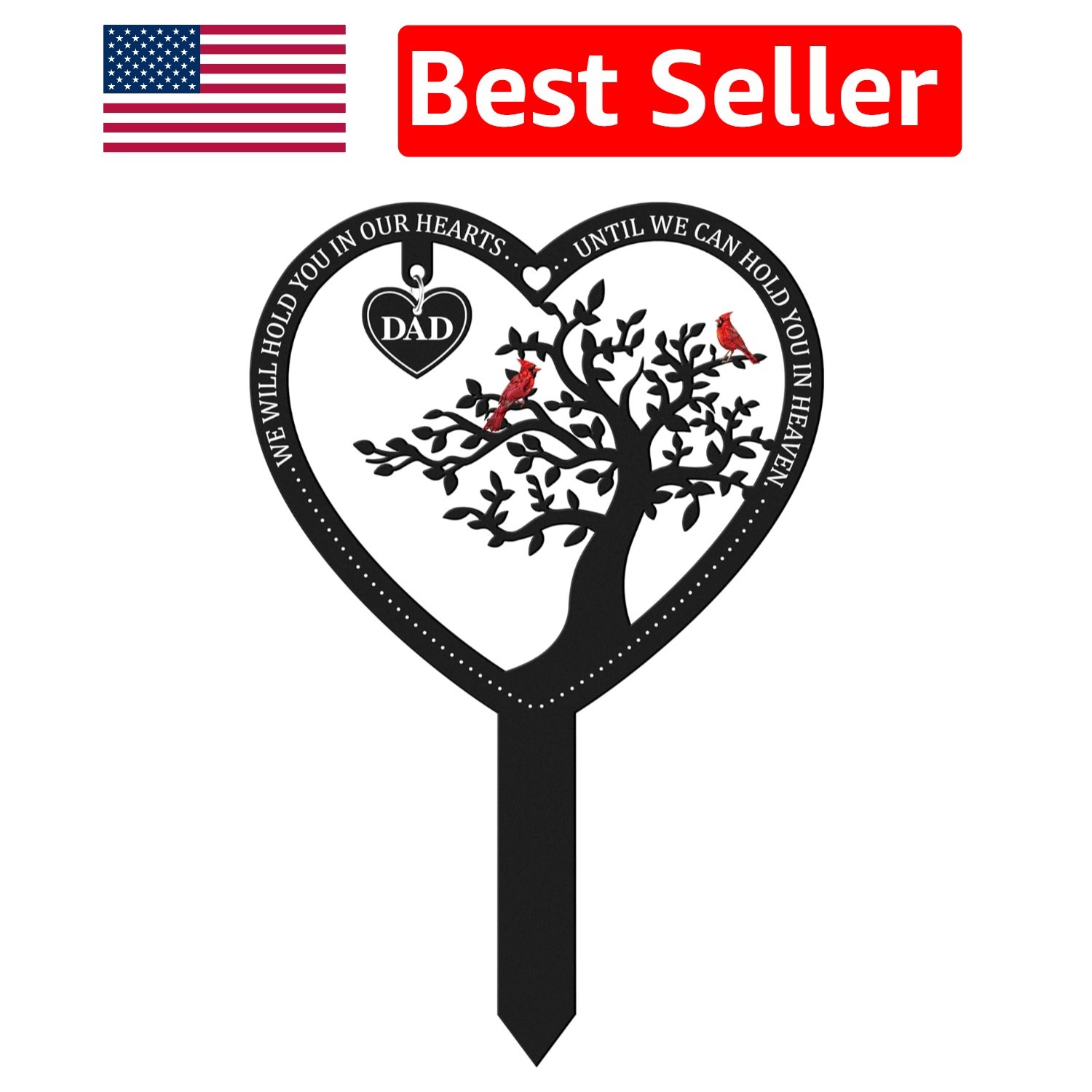 Meaningful Dad Memorial Stake – Weather-Resistant Grave Decoration with Cardinal