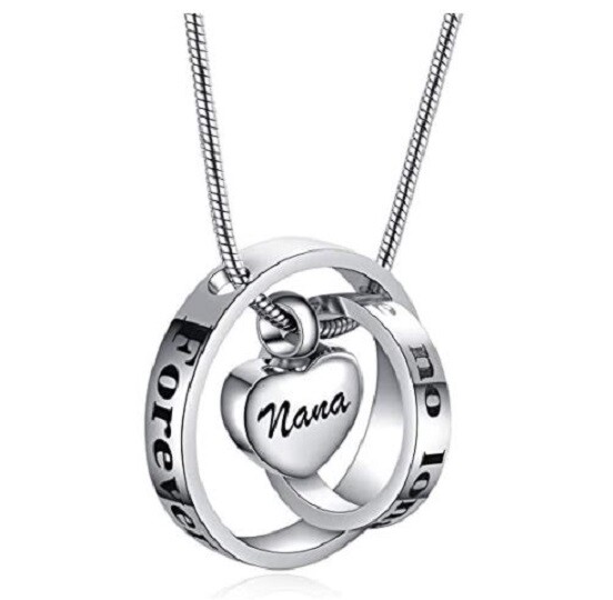 Murinsart Forever In My Heart Stainless Steel Heart Cremation Urns Necklace NANA