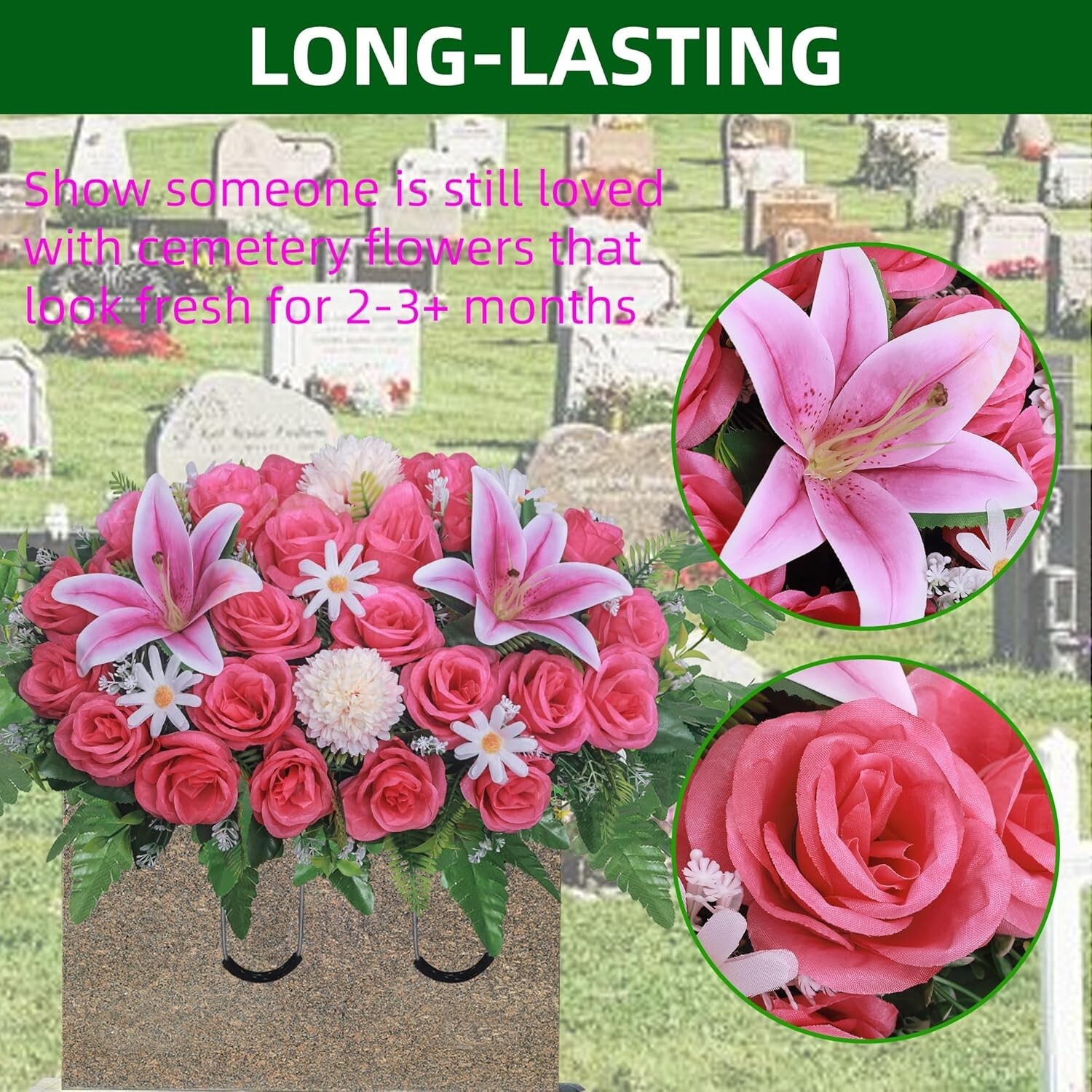 Artificial Cemetery Flower Saddles for Graves, Cemetery Memorial Flowers for …