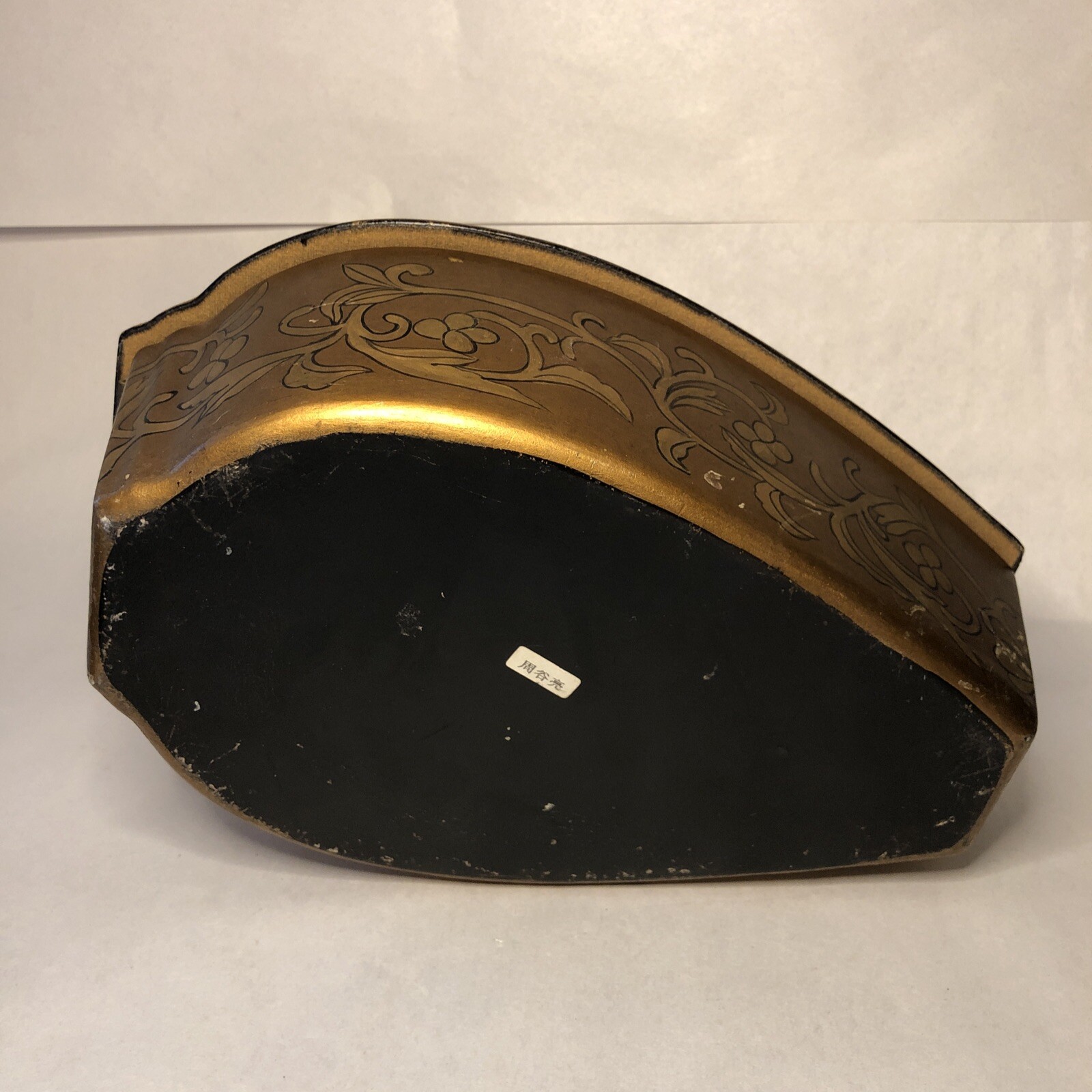 Vintage Oriental Hand Painted Gold Wooden Urn Box Cremation Fits 9x5x3” Inside