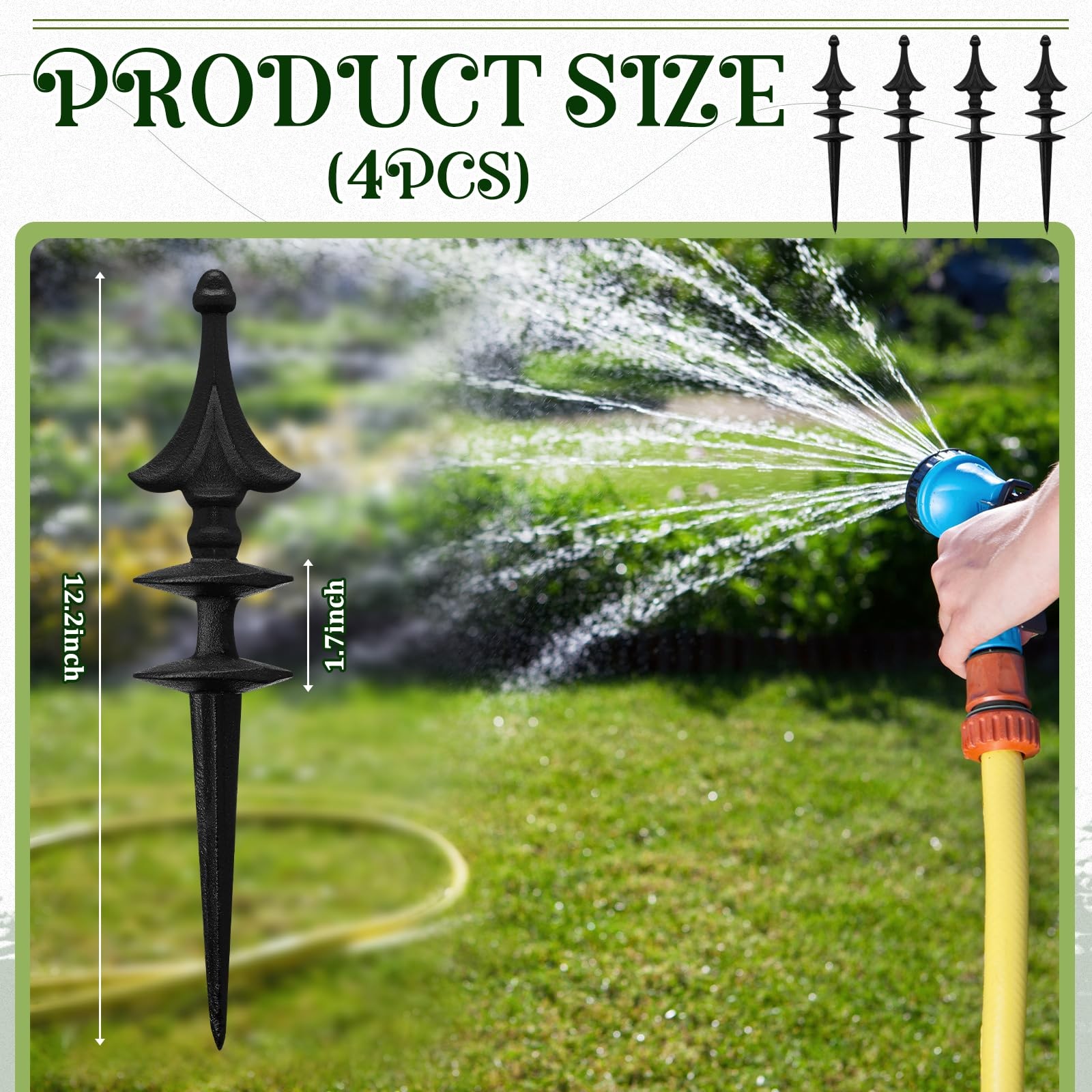 4 Pcs Garden Hose Guide Spike 12 Inch Heavy Duty Metal Hose Support Spike Alu…