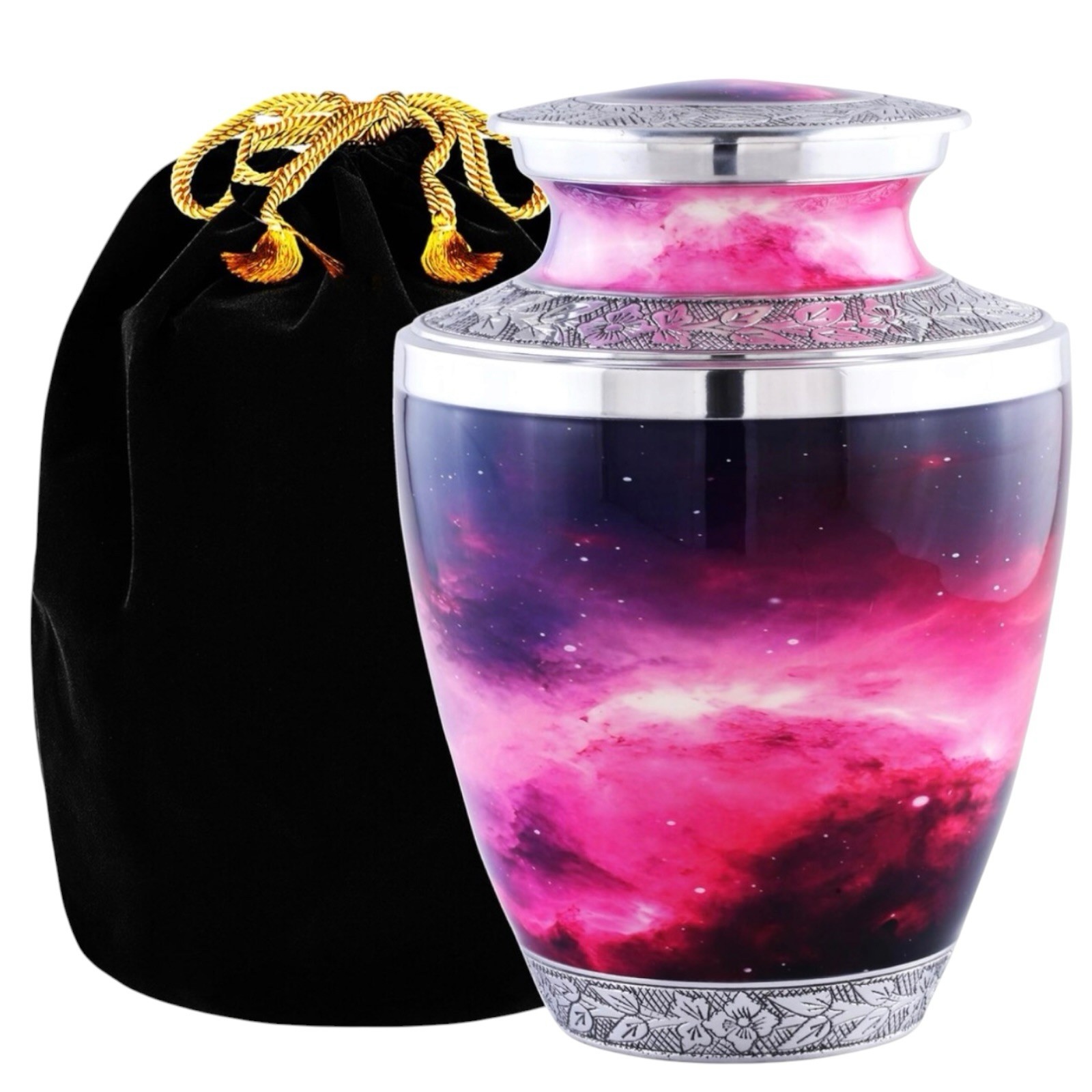 Urns to Heaven Adult Size Urn for Cremation Ashes Pink and Purple Galaxy Cosmos
