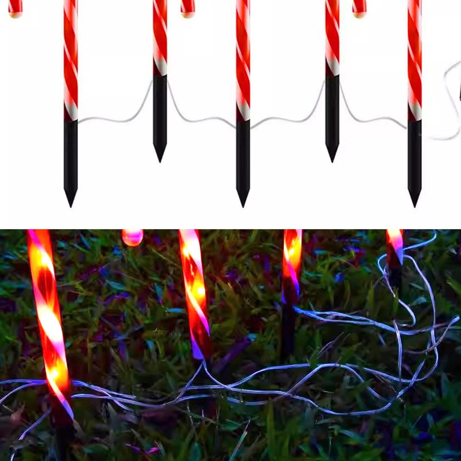 30 PCS Plastic Replacement Stakes Solar Candy Cane Lights 0.6×6.1 Inch
