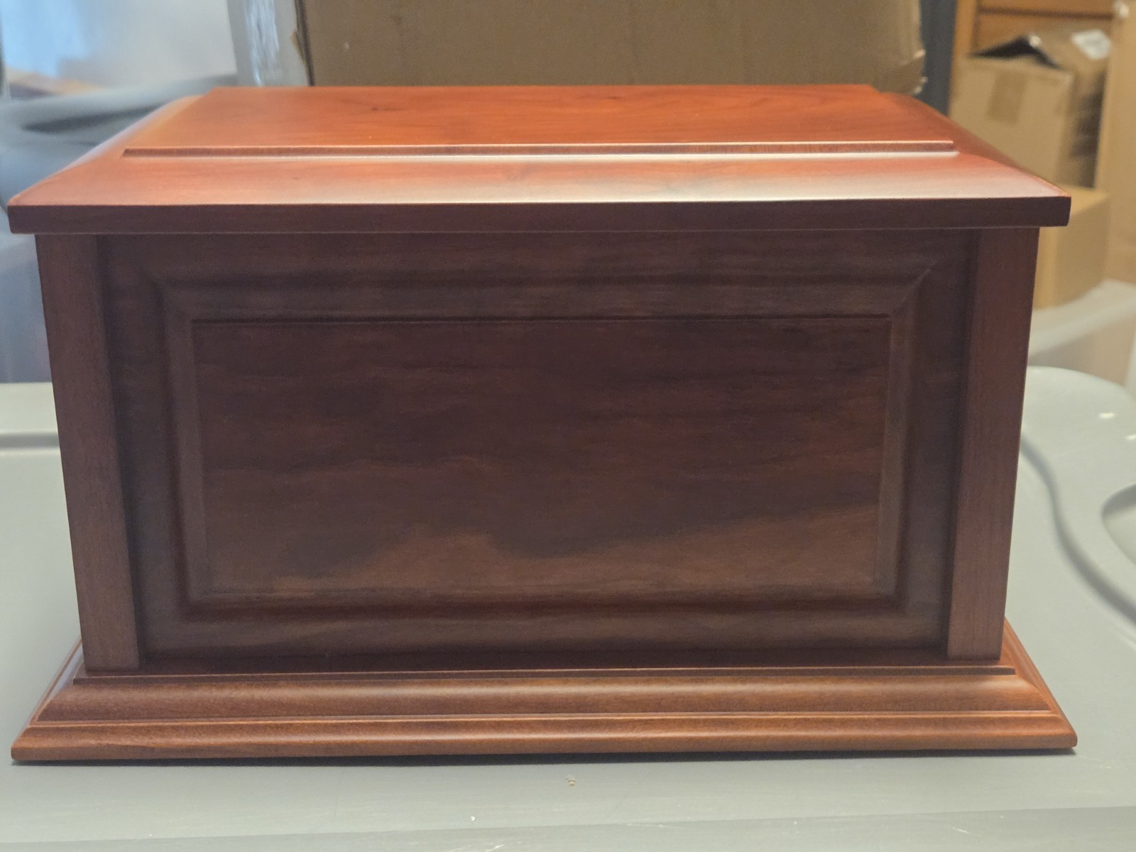New Handcrafted Solid Cherry Wood Funeral Cremation Urn Box For Human Ashes