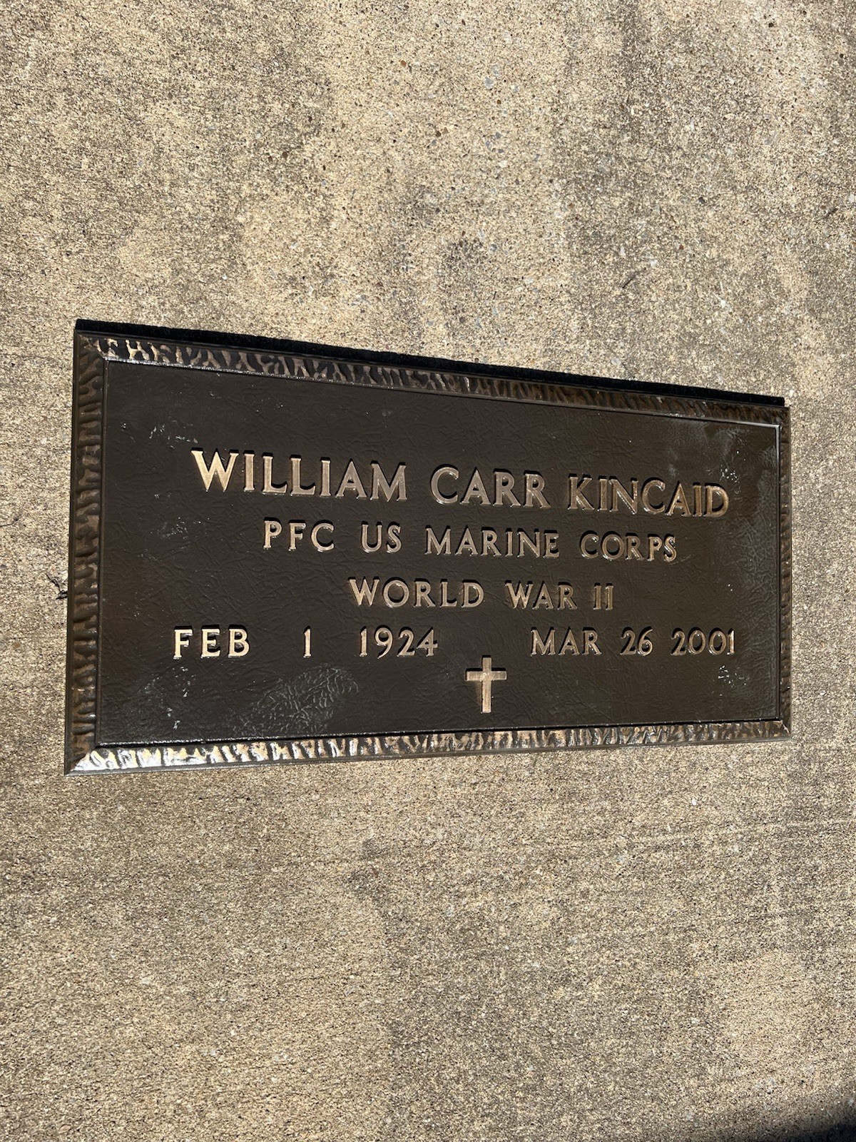 Bronze/Brass Grave Marker Headstone WWII US MARINE 1924-2001 24×12 Inch Gothic