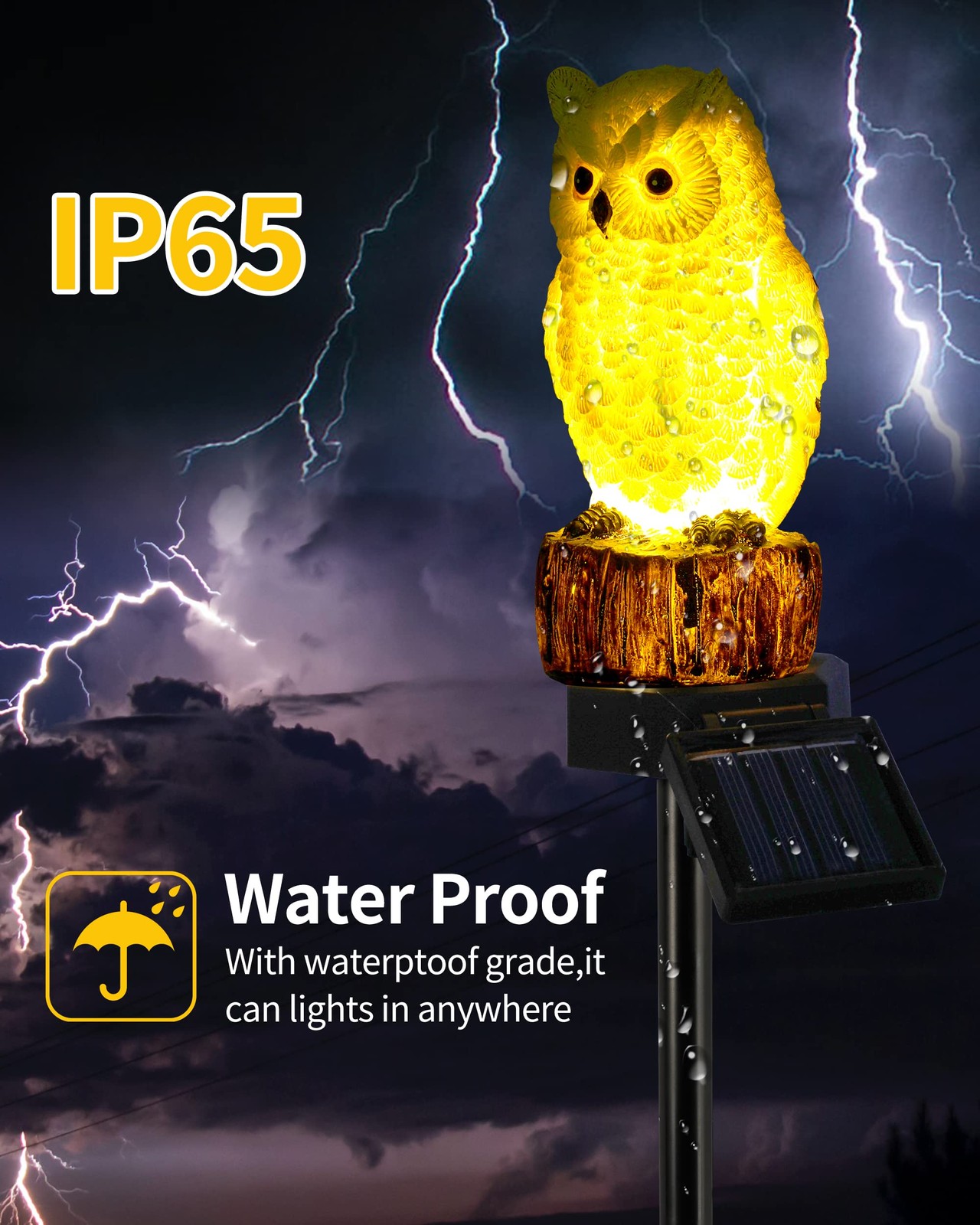 2PC Solar Owl Garden Stake Lights, Handcrafted Resin Owl Outdoor Decor with S…