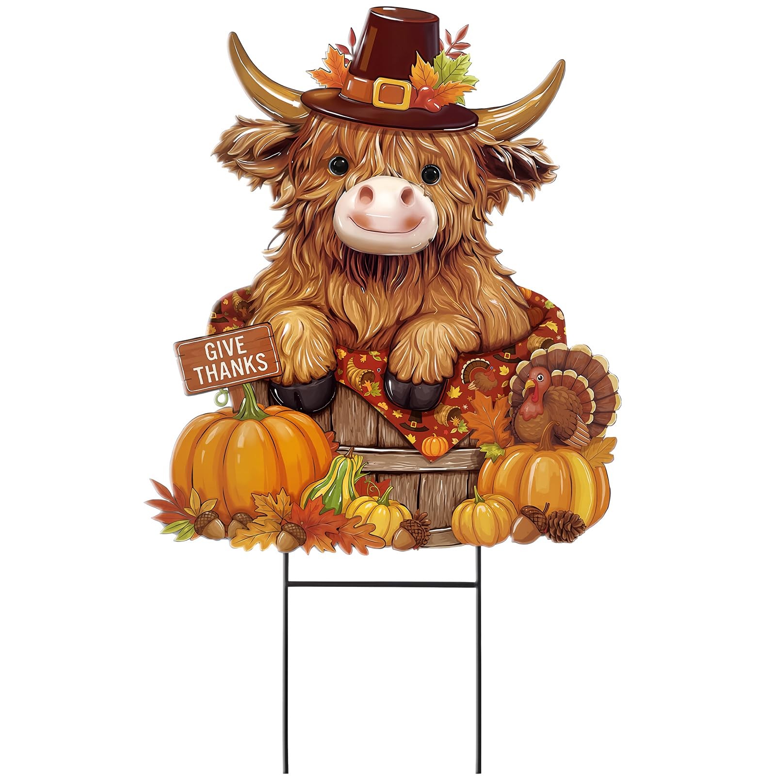 Fall Highland Cow Outdoor Decor Autumn Harvest Highland Cow Metal Garden Stak…