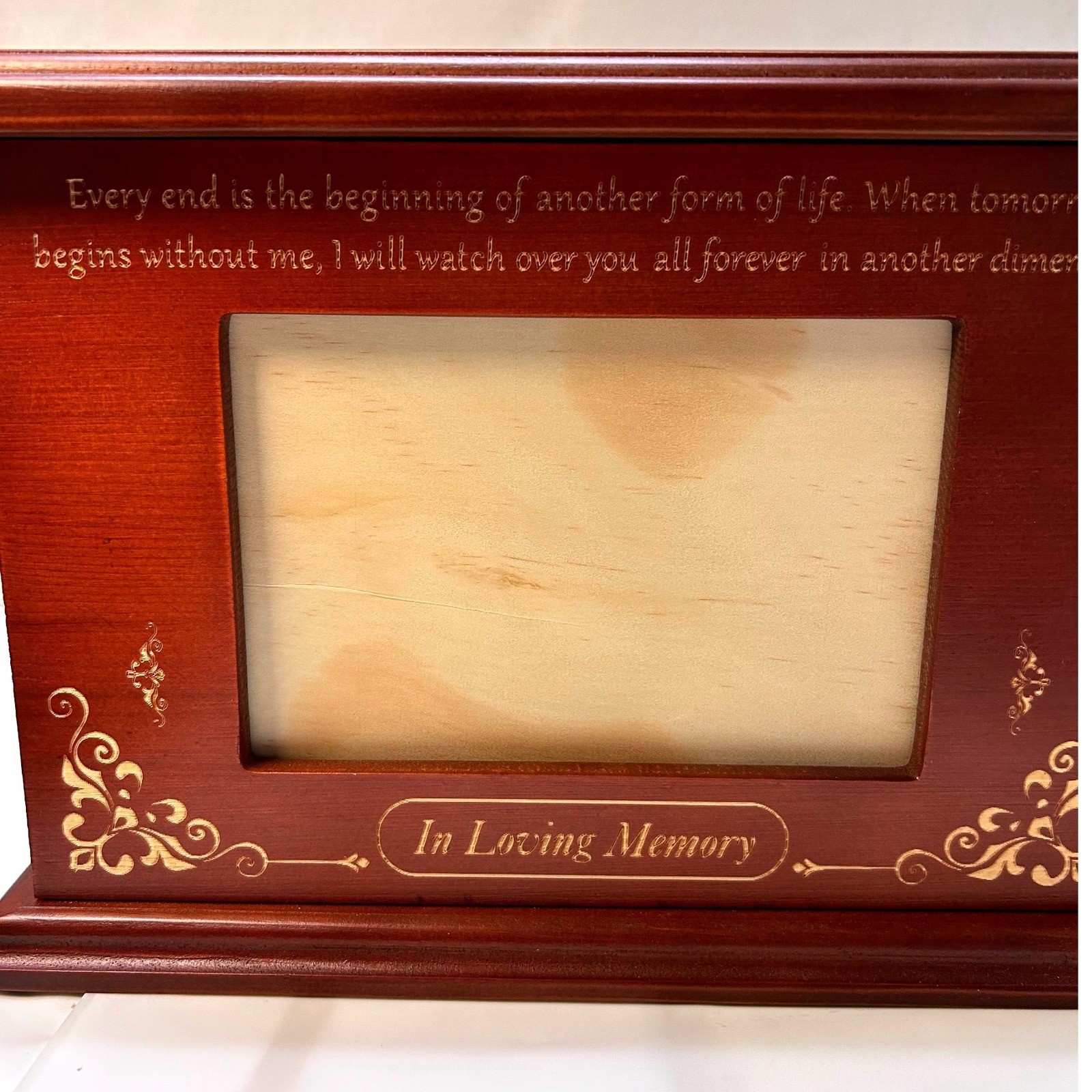 Wooden Tree of Life Memorial Urn with Photo Frame In Loving Memory Cherry Wood