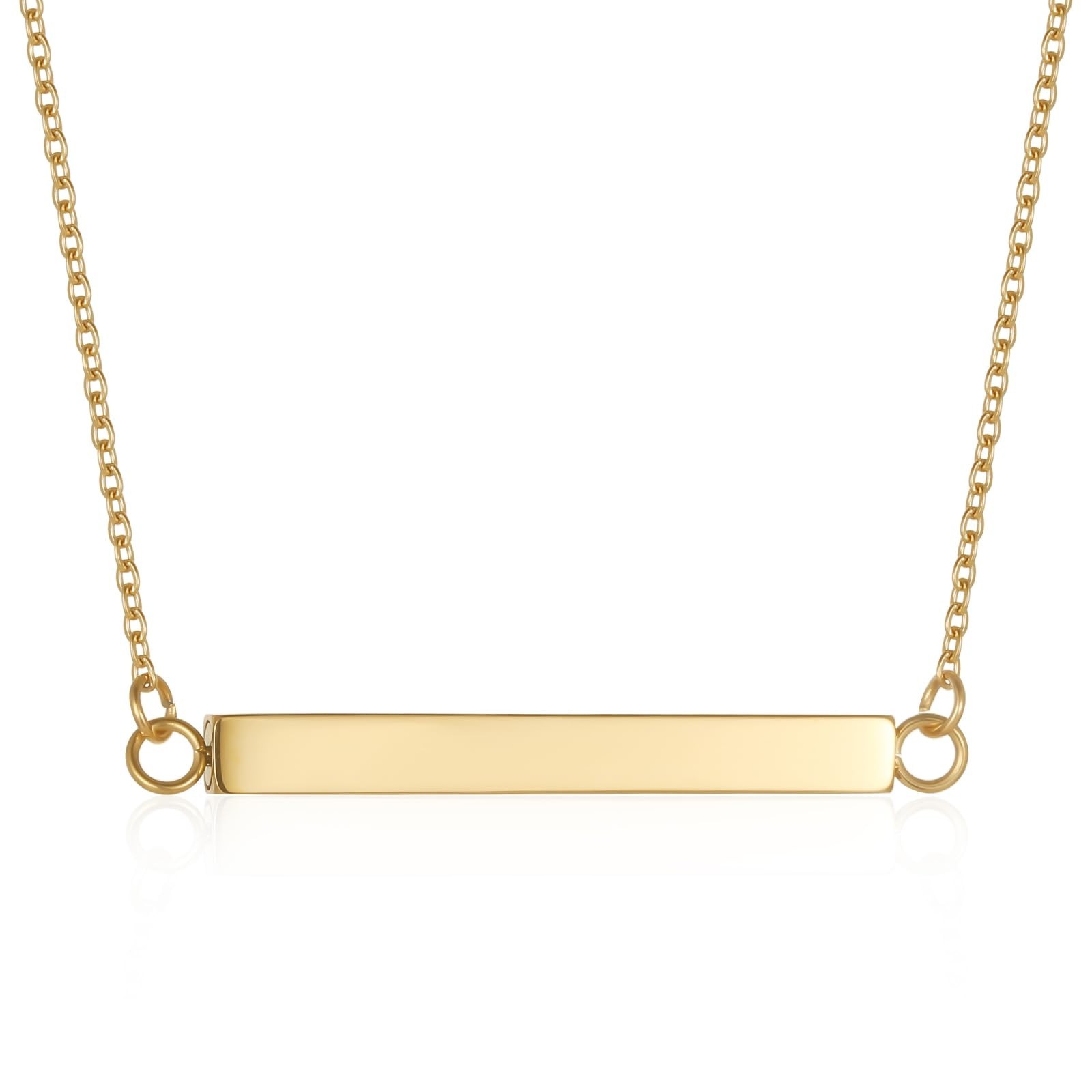 Horizontal Bar Urn Necklace for Ashes – Stainless Steel Cremation Pendant, Memor