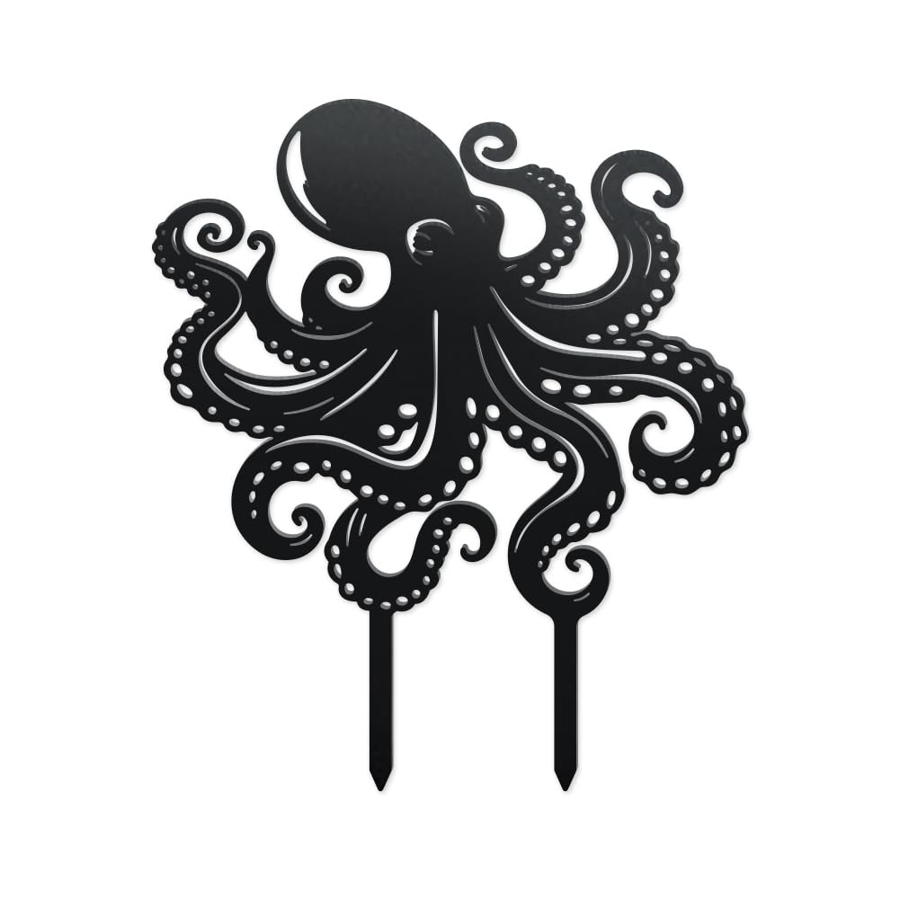 Octopus Metal Decorative Garden Stakes, Octopus Funny Metal Outdoor Statues O…