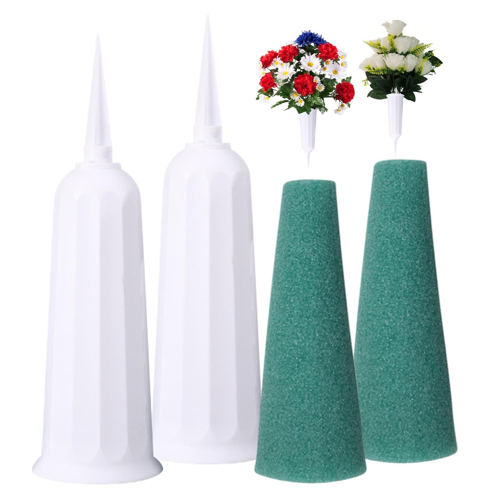 Frinovalt 2pcs Ccemetery Vases for Grave,Plant Flowers Holder with a Stake an…
