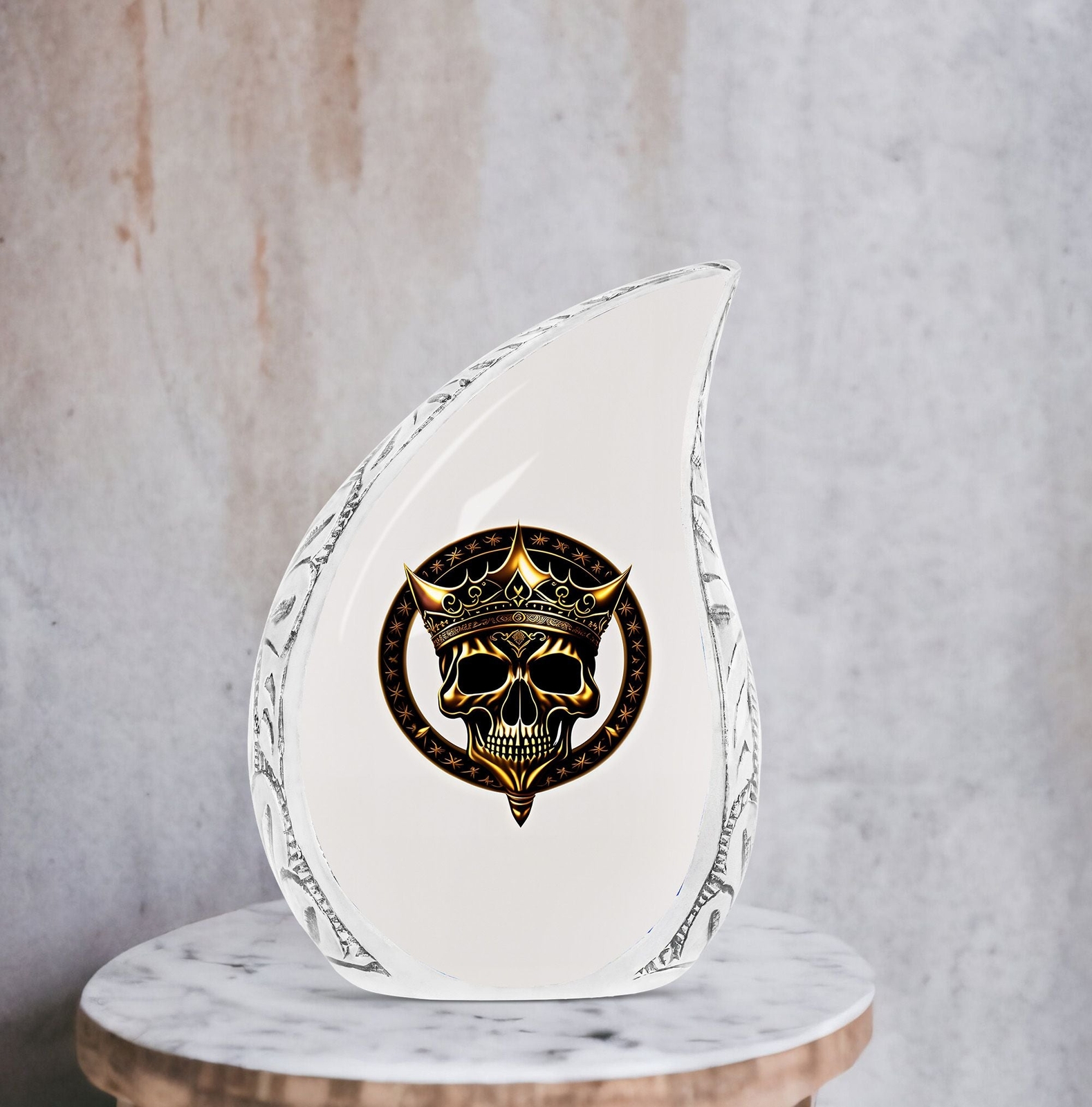 Gathering Memories: Skull with Gold Crown Urns for Adults – A Majestic Resting P