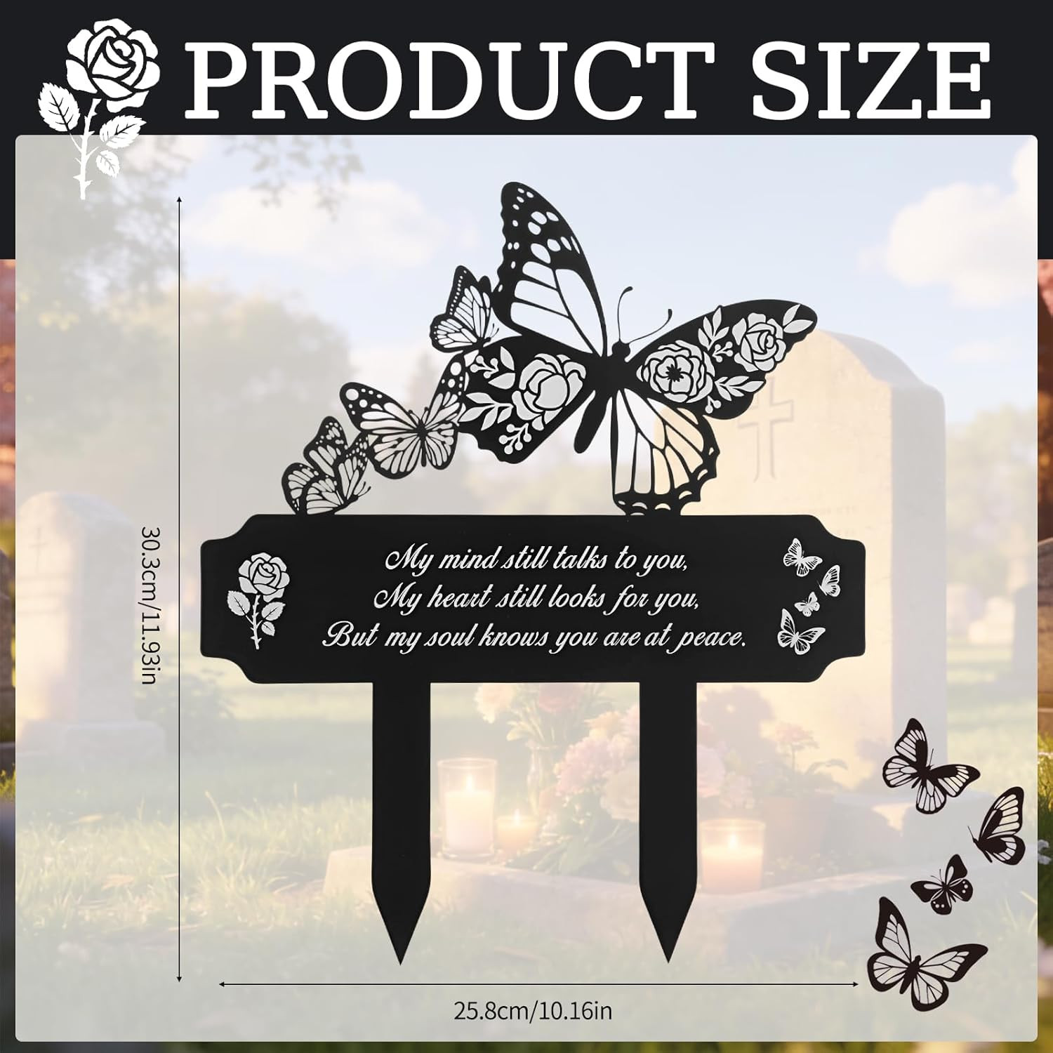 Memorial Grave Markers for Dad Mom,Butterfly Metal Grave Decorations for Cemeter