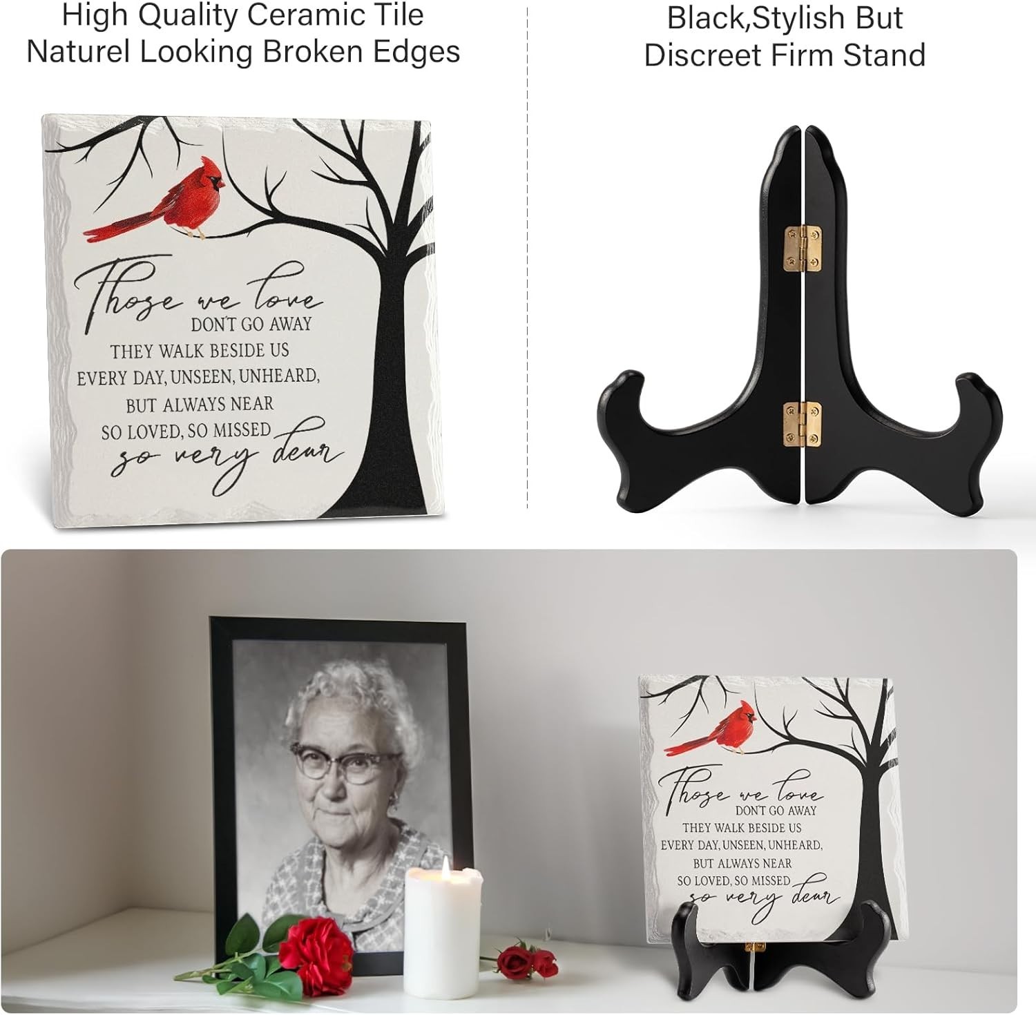 Memorial Gift with Easel 6 Inch Cardinal Ceramic Plaque for Celebration Of Life