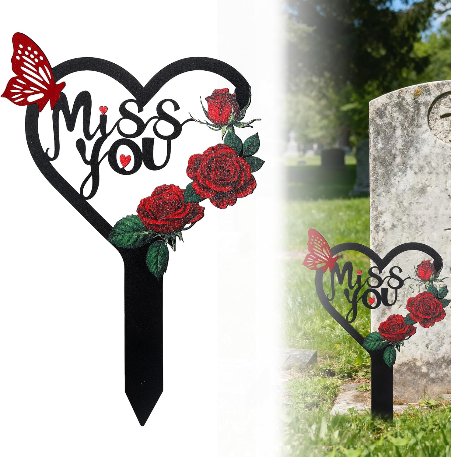 Heart Memorial Plaque Grave Marker for Cemetery,Memorial Grave Markers Cemetery