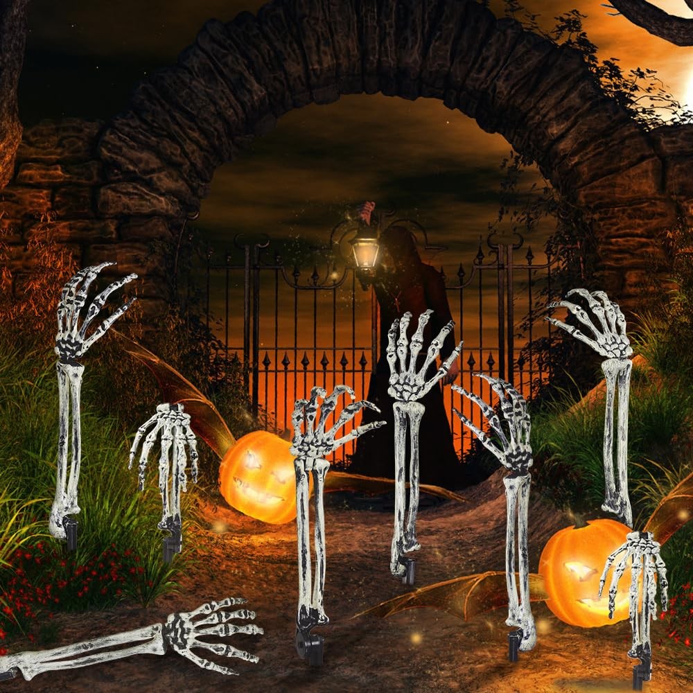 10 PCS Halloween Skeleton Arms Decoration Realistic Skeleton Hands for Garden…