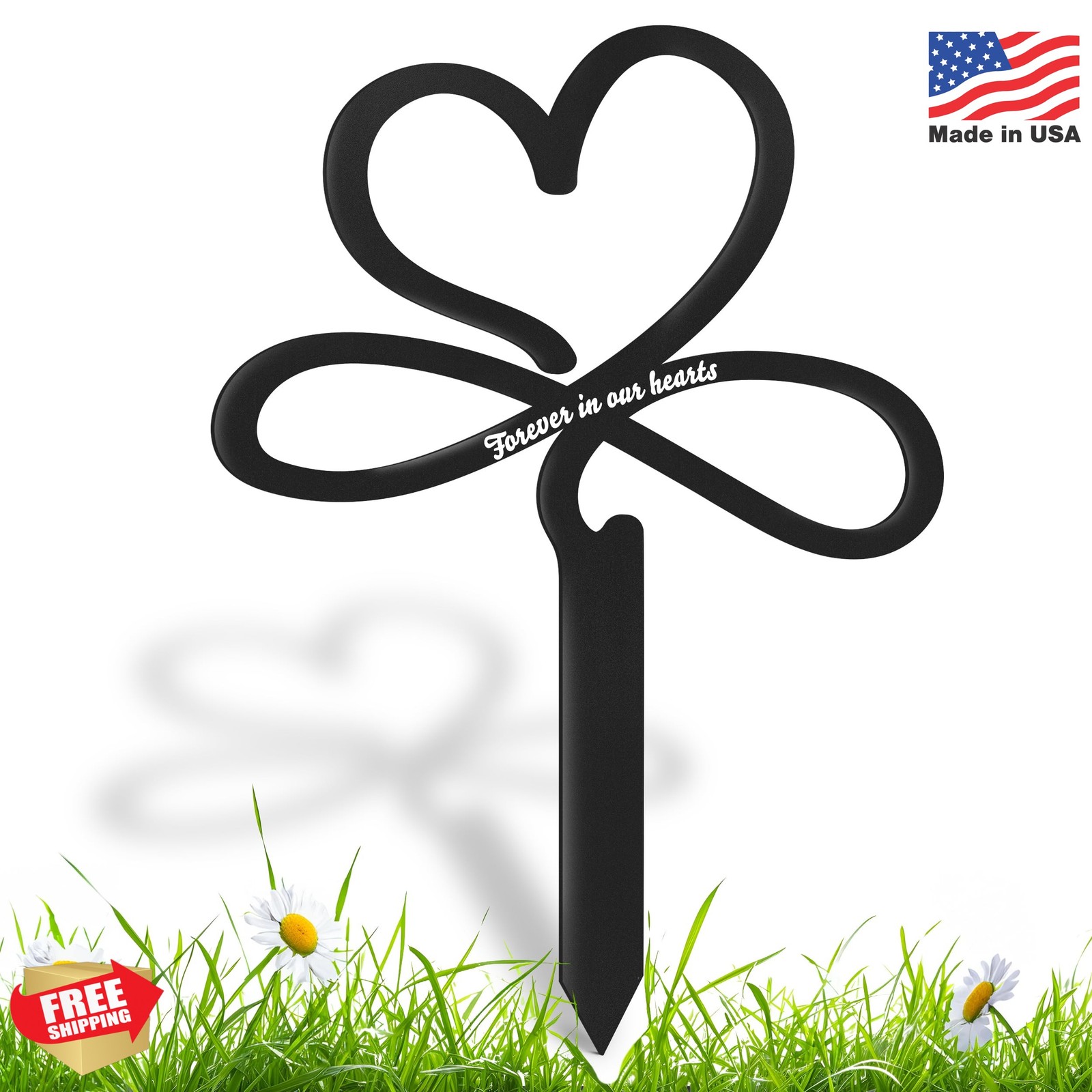 DIMARONGTON Forever in Our Hearts Cemetery Decorations for Grave, 9×12 Iron Memo