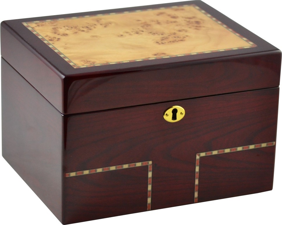 Large/Adult 230 Cubic Inches Burlwood Treasure Chest Cremation Urn for Ashes