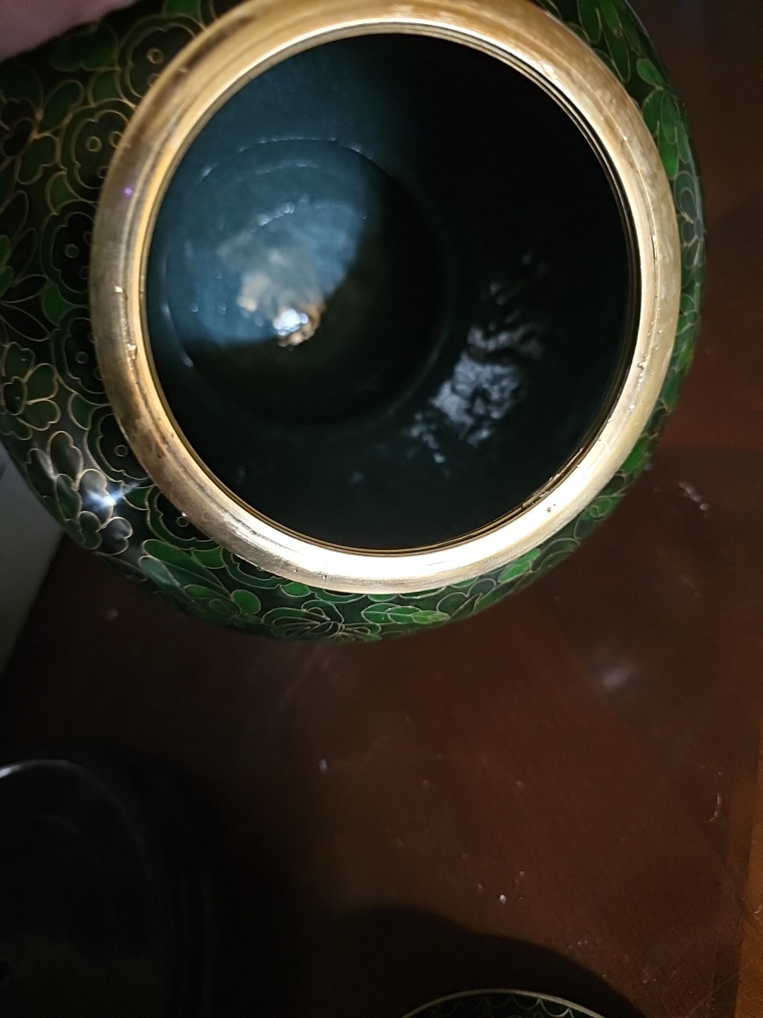 Forest Green Cloisonne Cremation Urn Large/Adult 220 cubic inches With Stand