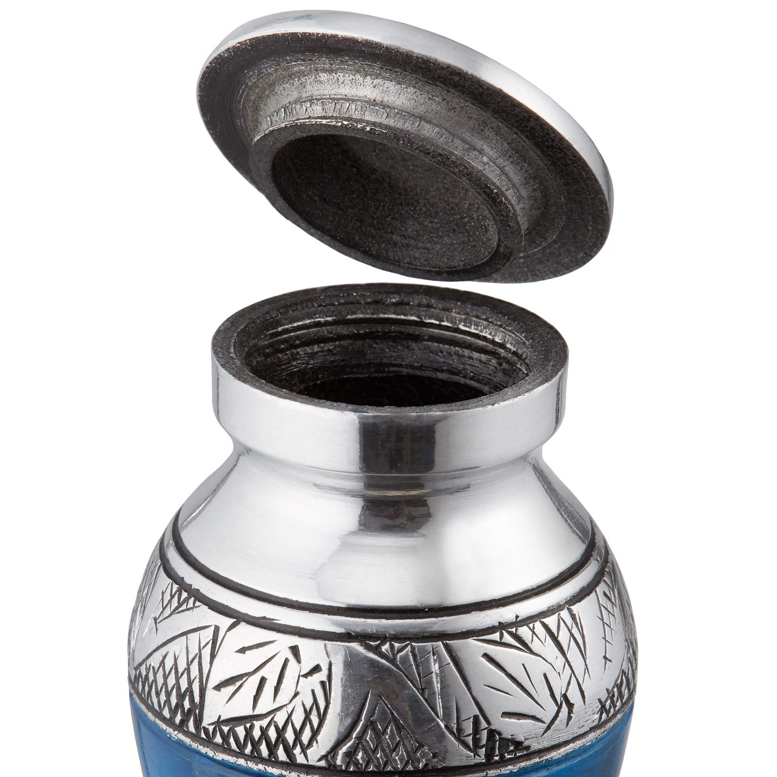 Reminded Small Cremation Urns for Human Ashes, Mini Keepsake Set of 6 Blue and