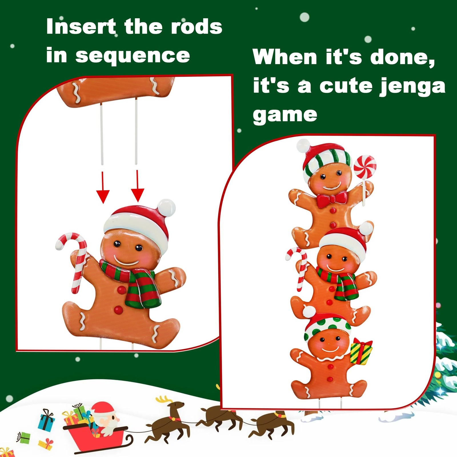 Metal Christmas Yard Signs 3 Pack Gingerbread Man Decor for Outdoor Lawn