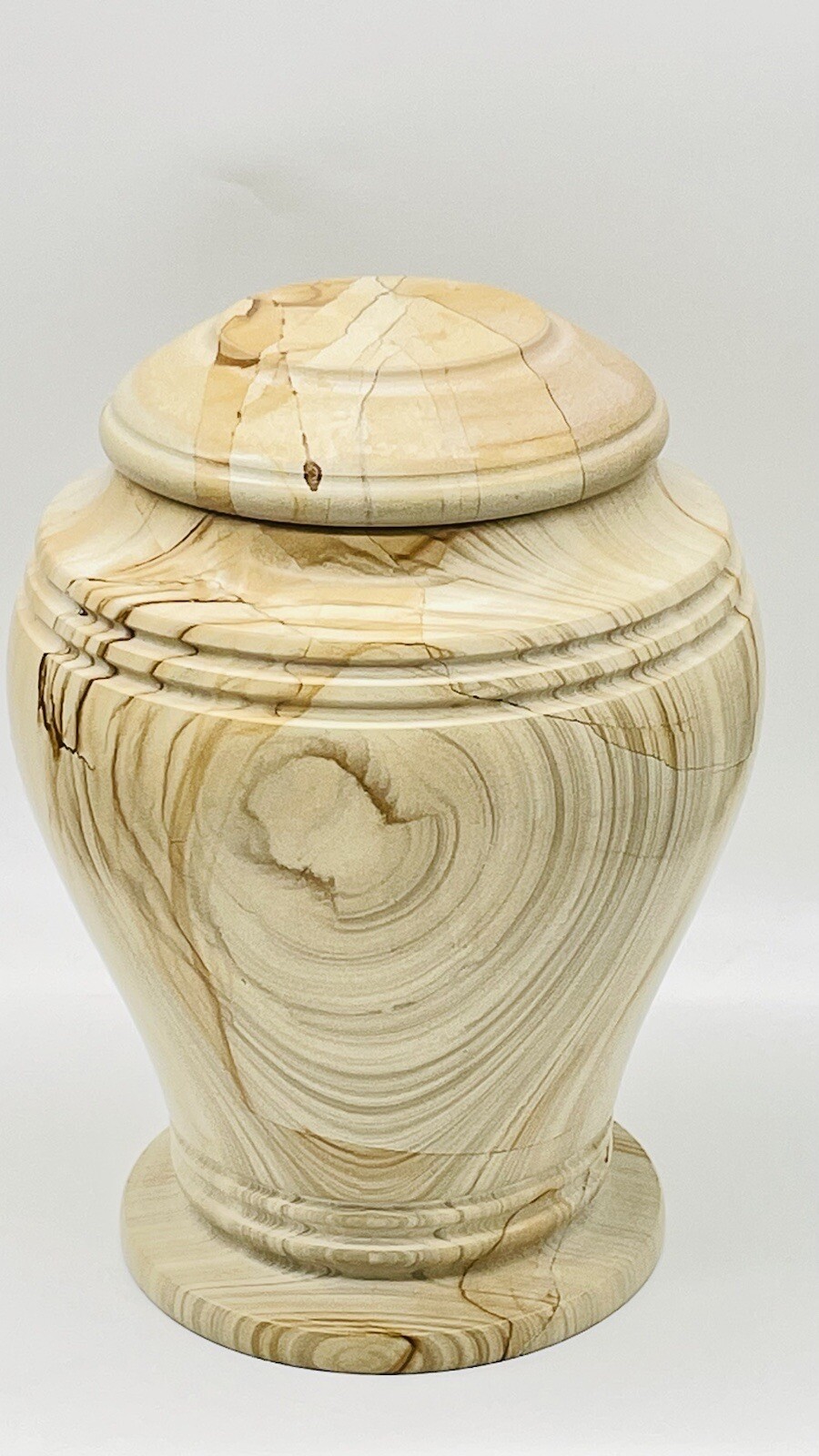 Pedestal Carved Marble Urn~Adult Funeral Cremation Teak Veining Urn 12.14 Pounds