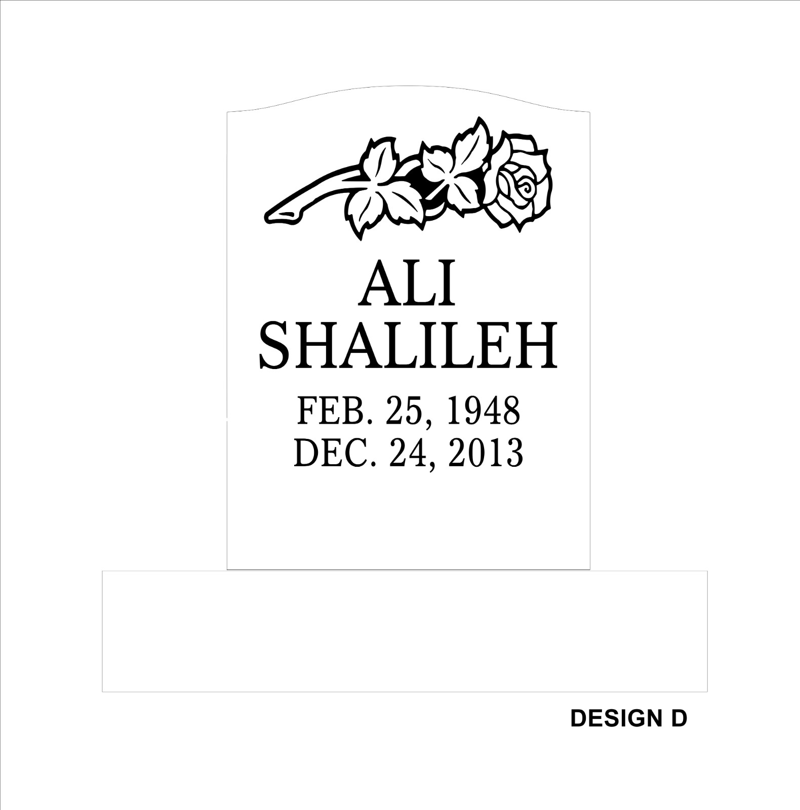 Cemetery headstone -small single- includes engraving-