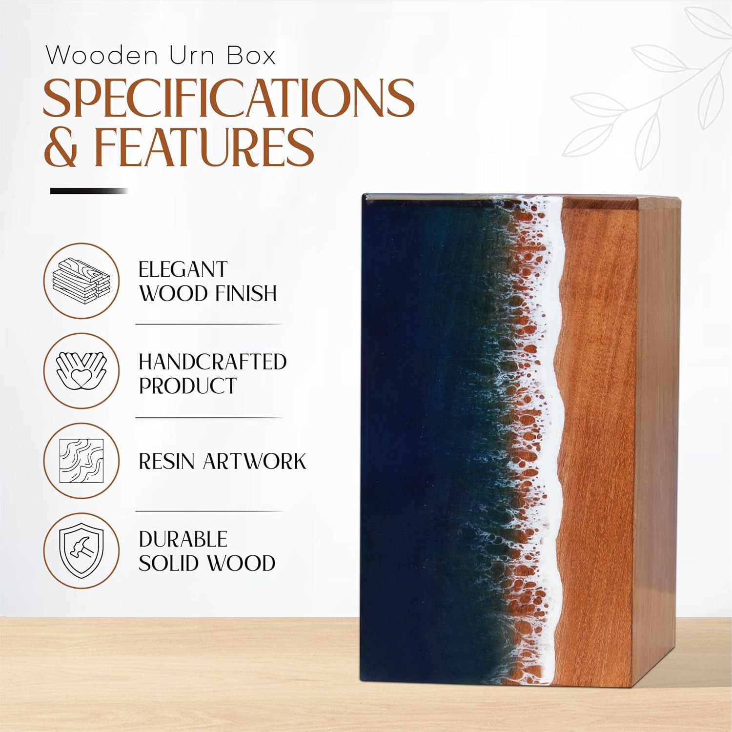 Ocean Wooden Resin Urn | Sea Shore Urn | Unique Urn | Modern Urn | Urns for Huma