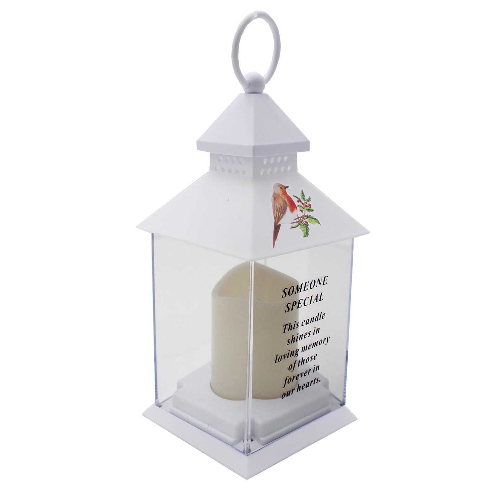 Robin Memorial Lantern Battery Operated Indoor and Outdoor Use – Someone Special