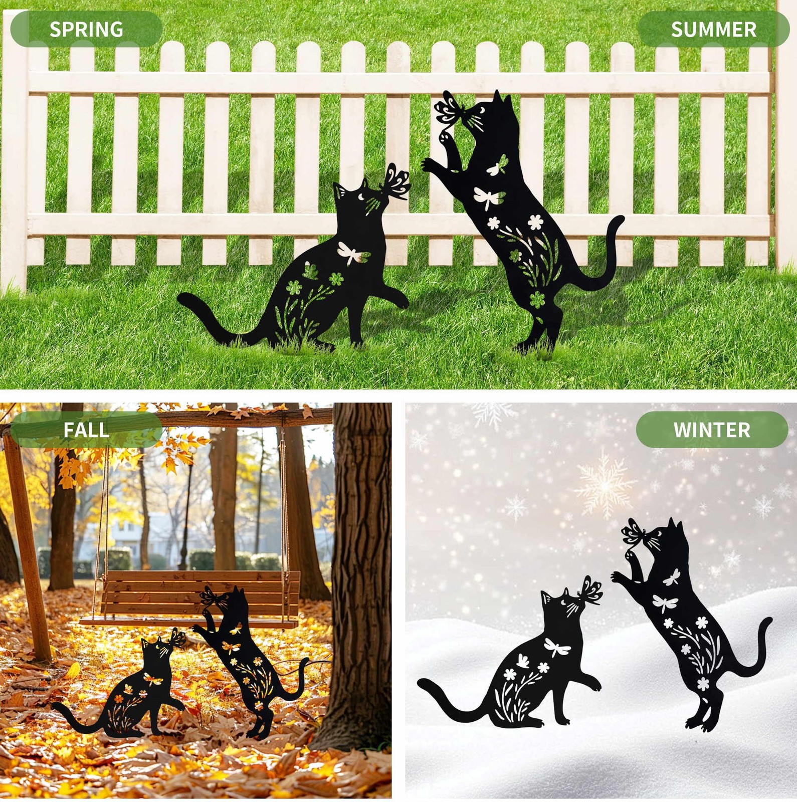 Outdoor cat Metal Garden Statue Black cat Silhouette Outdoor Garden Decoratio…