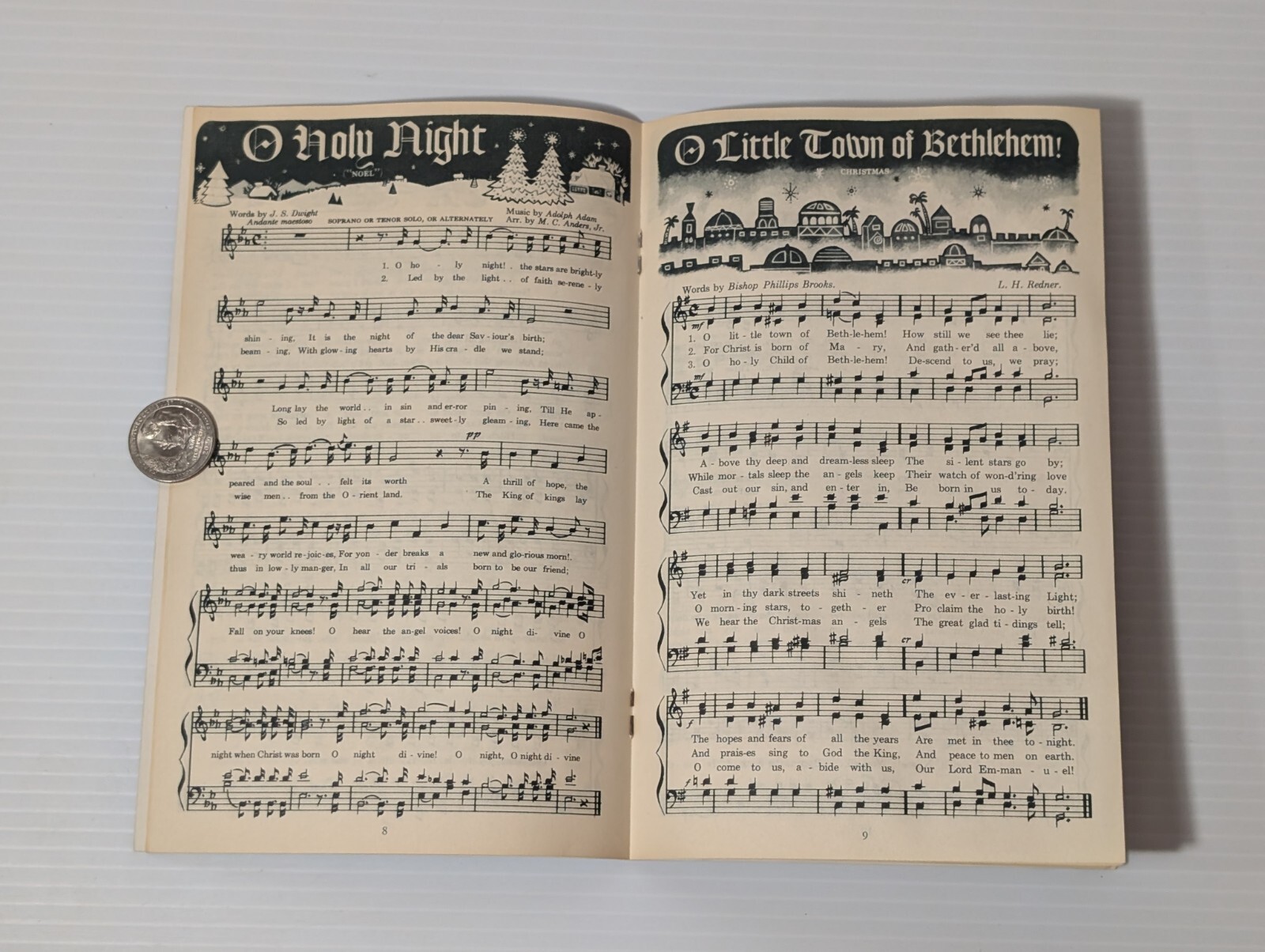 Vintage CHRISTMAS CAROLS Cramps Funeral Home Reading PA Grif Teller