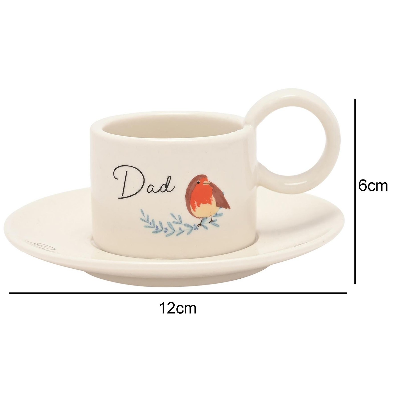 Memorial Tea Light Candle Holder Cup and Saucer Style with Robin Design – Dad