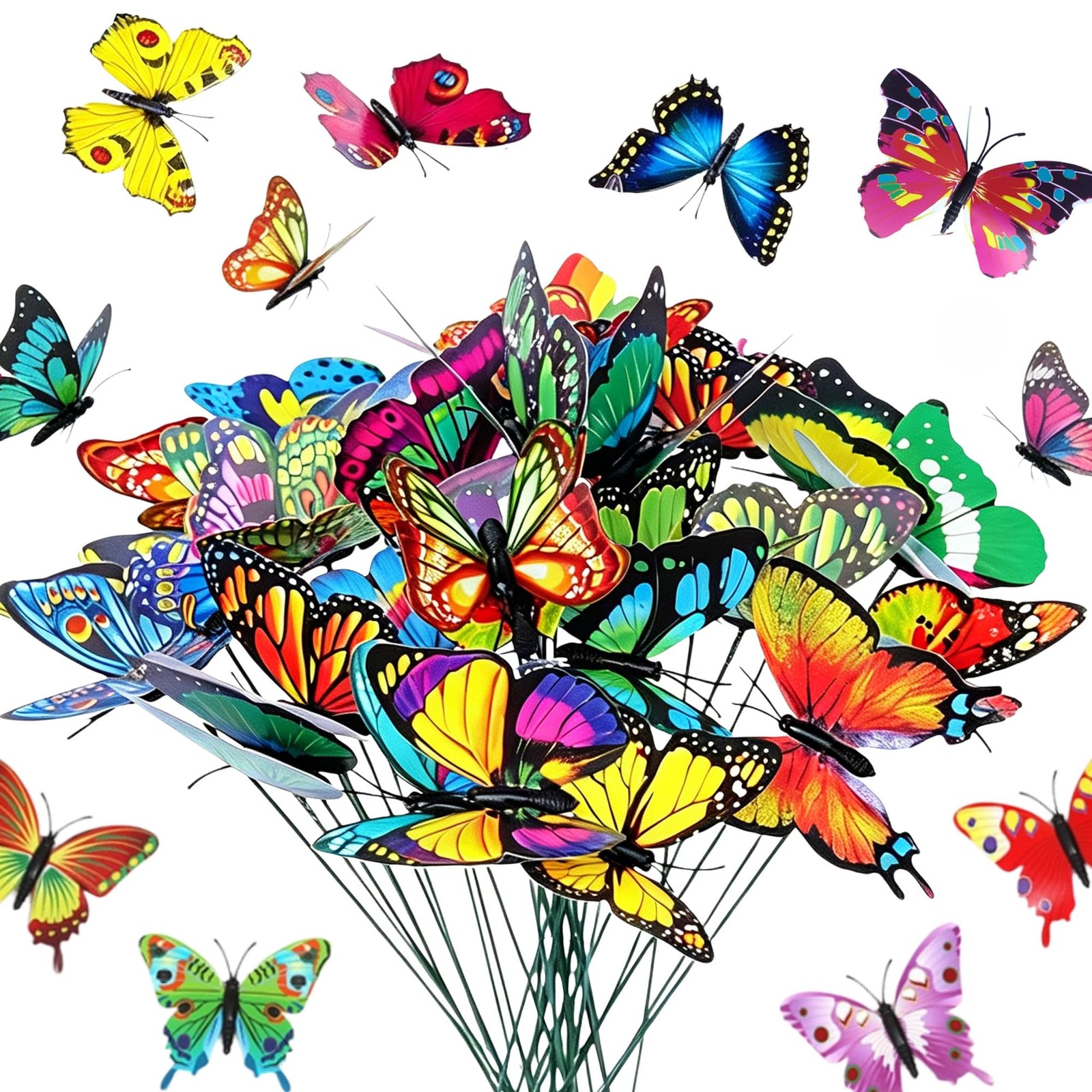 60Pcs Decorative Butterfly Garden Stakes, 12 Inch Fake Butterfly Floral Picks…
