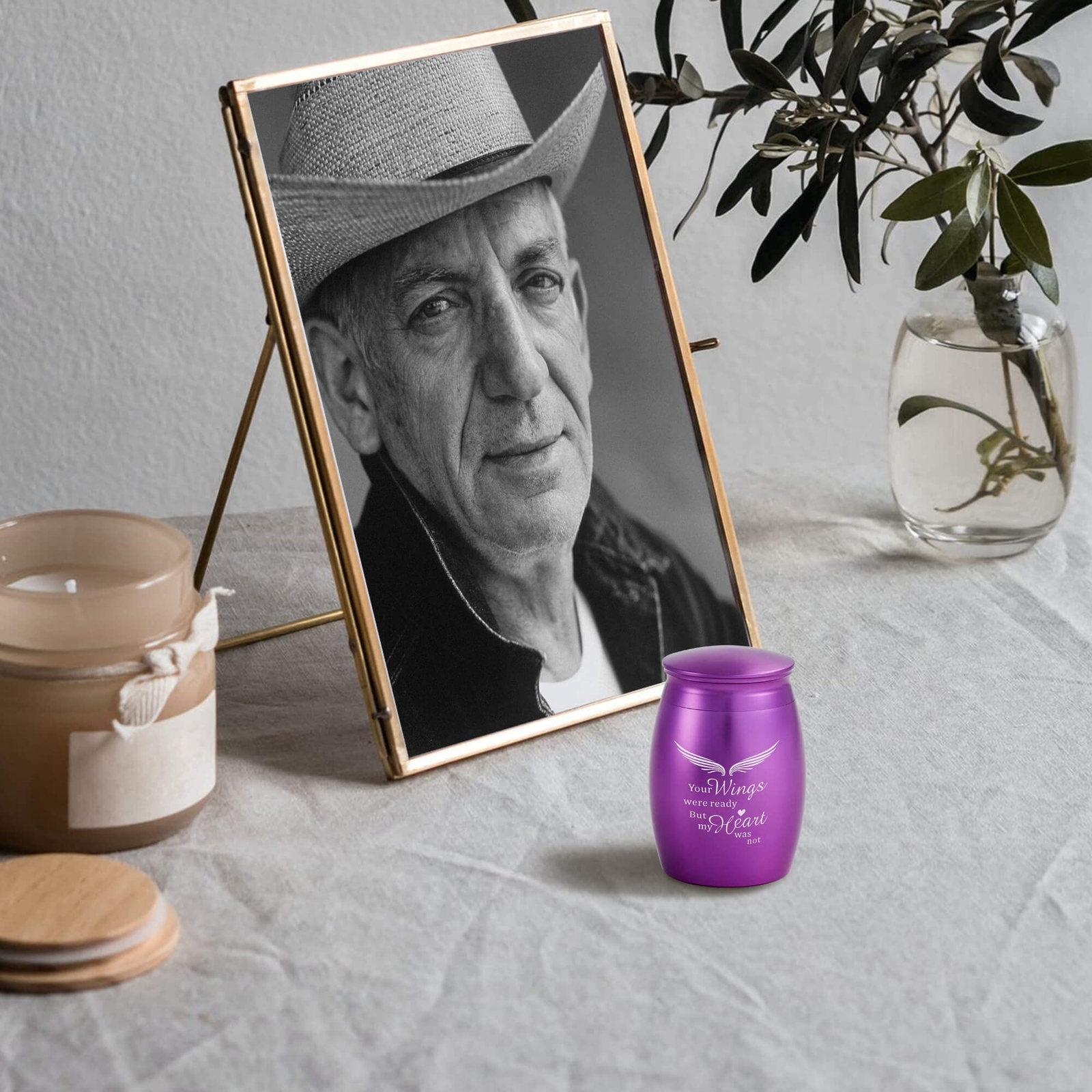 Mini Purple Keepsake Urn with Angel Wings – Elegant Memorial for Loved Ones