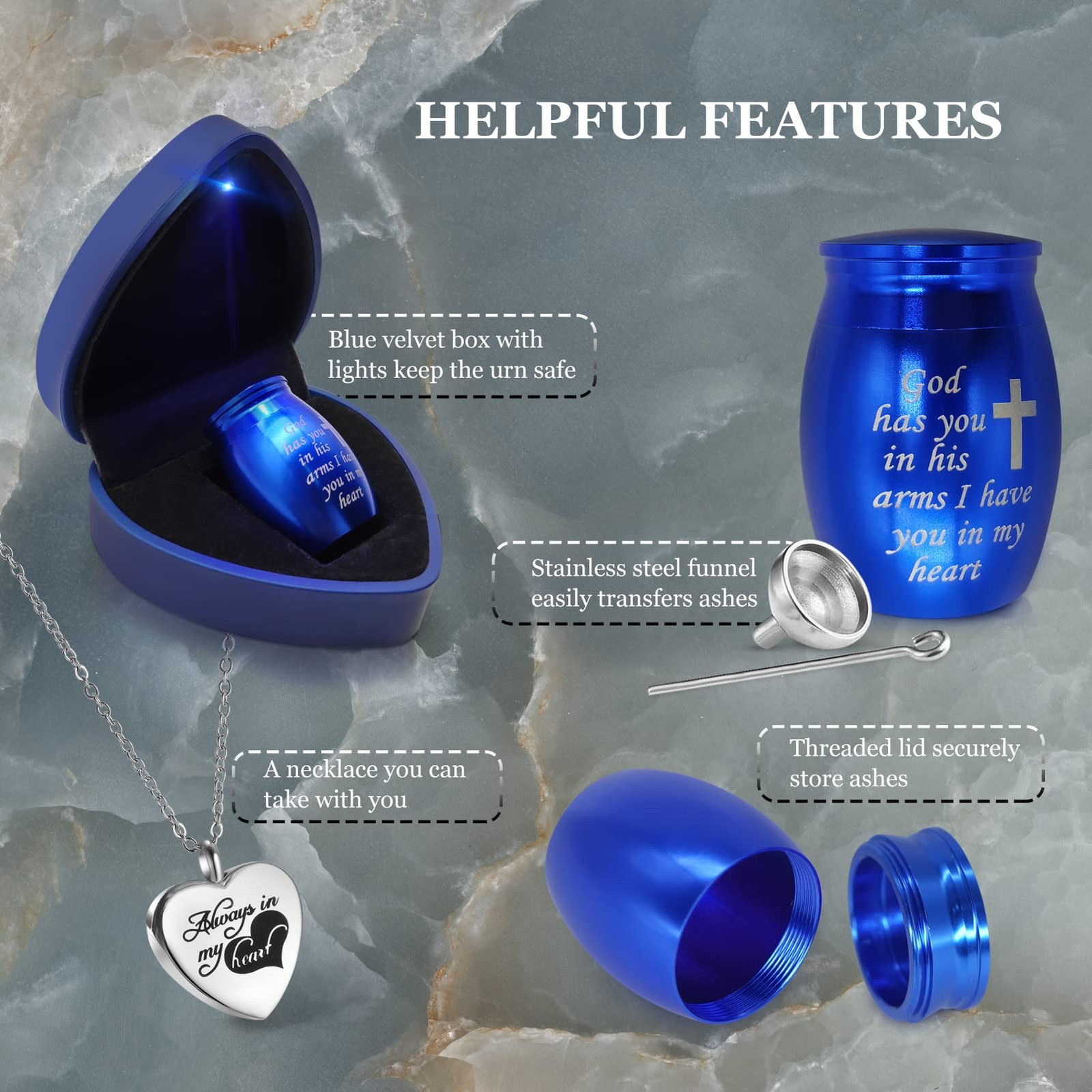 Small Urns for Ashes Keepsake Comes with Heart Box W/light(battery Replaceable)-