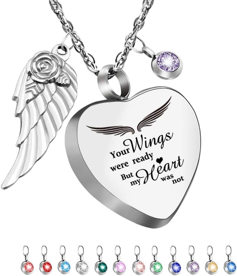 Elegant Heart-Shaped Urn Necklace for Ashes – Personalize with 12 Birthstones