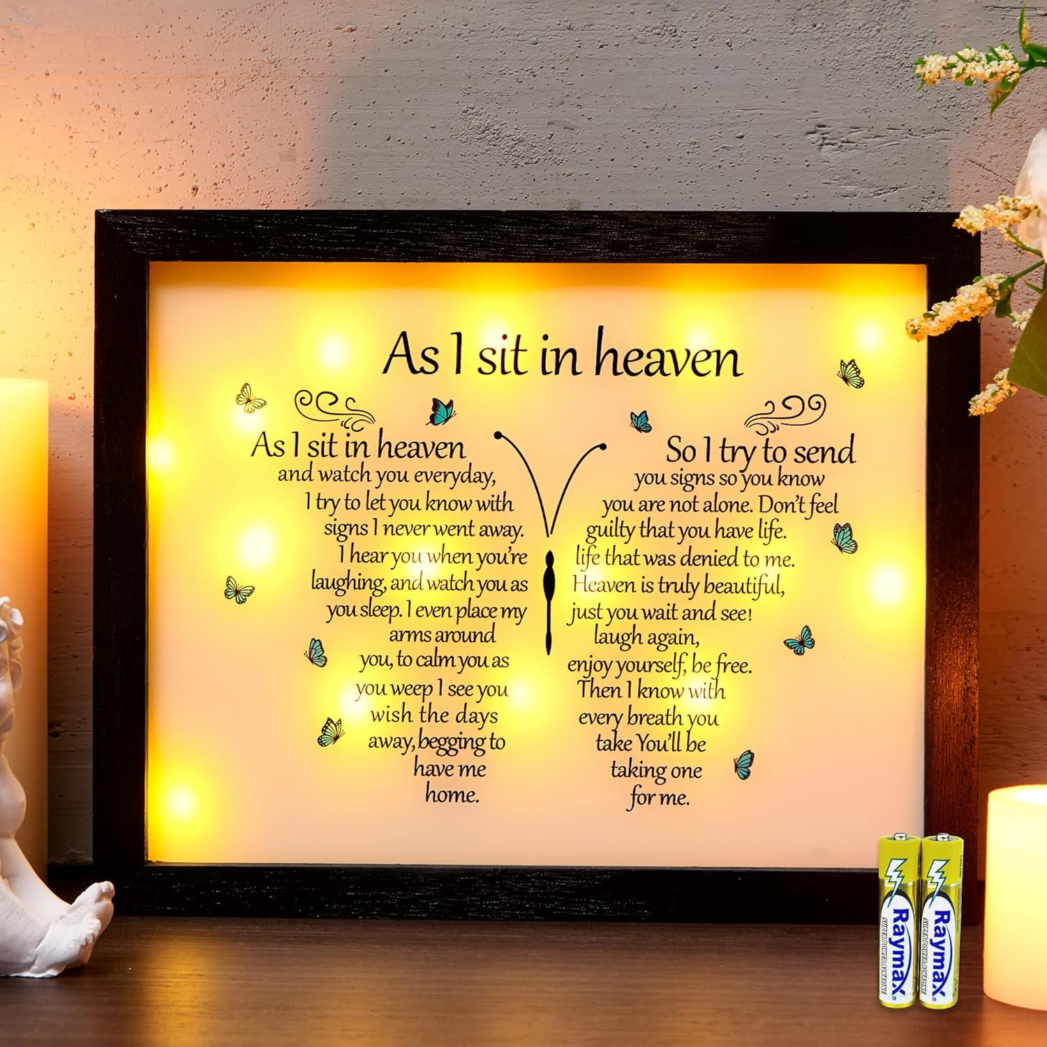 Sympathy Gift LED Memorial Shadow Box 8X10 Memorial Gifts for Loss of Loved One