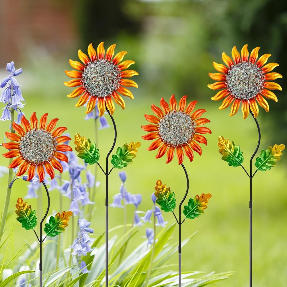 Garden Decor for Outside,Metal Sunflower Garden Stakes Lawn Ornaments Decorat…