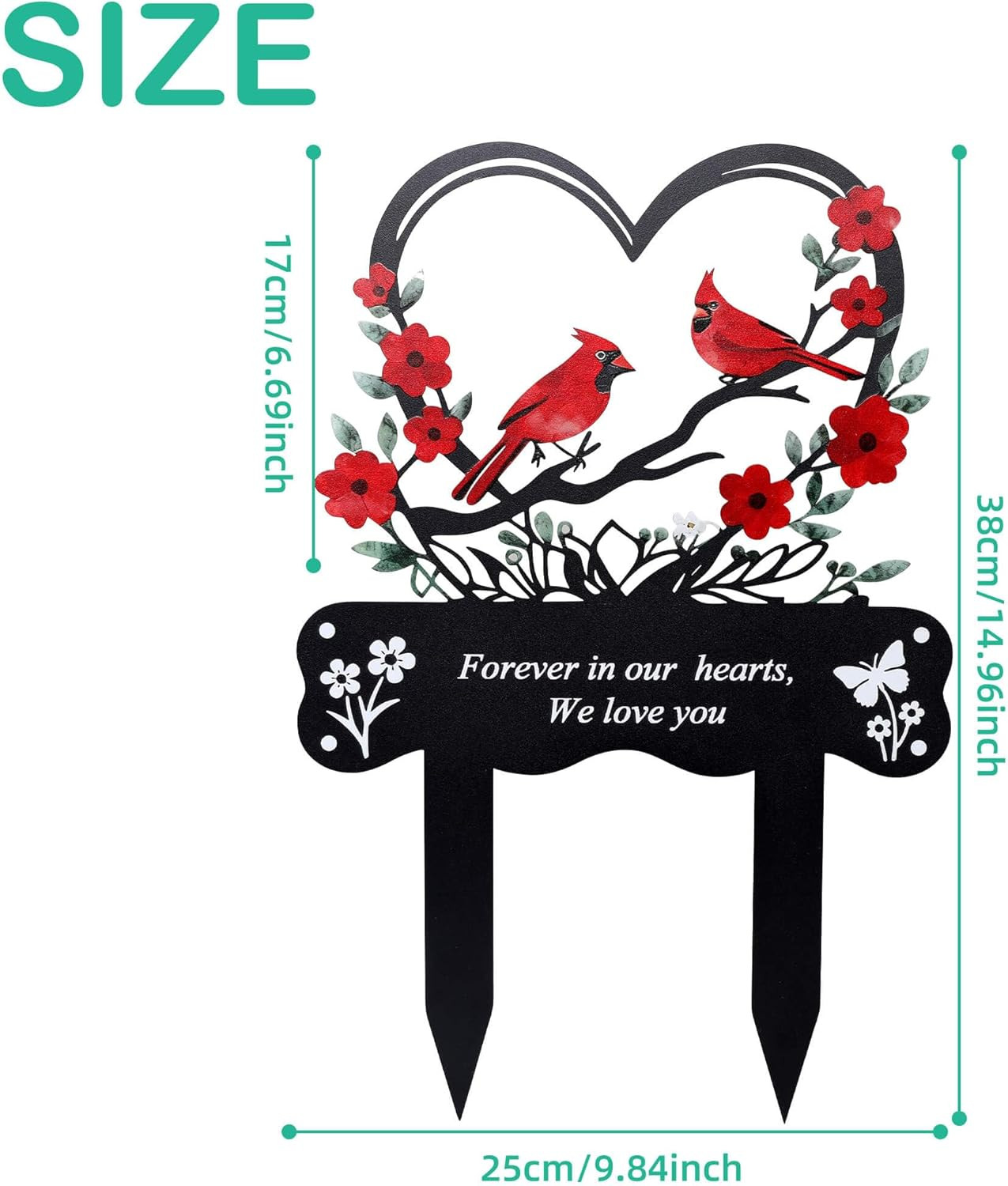 Cemetery Decorations for Grave Memorial Plaque Stake Grave Marker Cardinals Gard